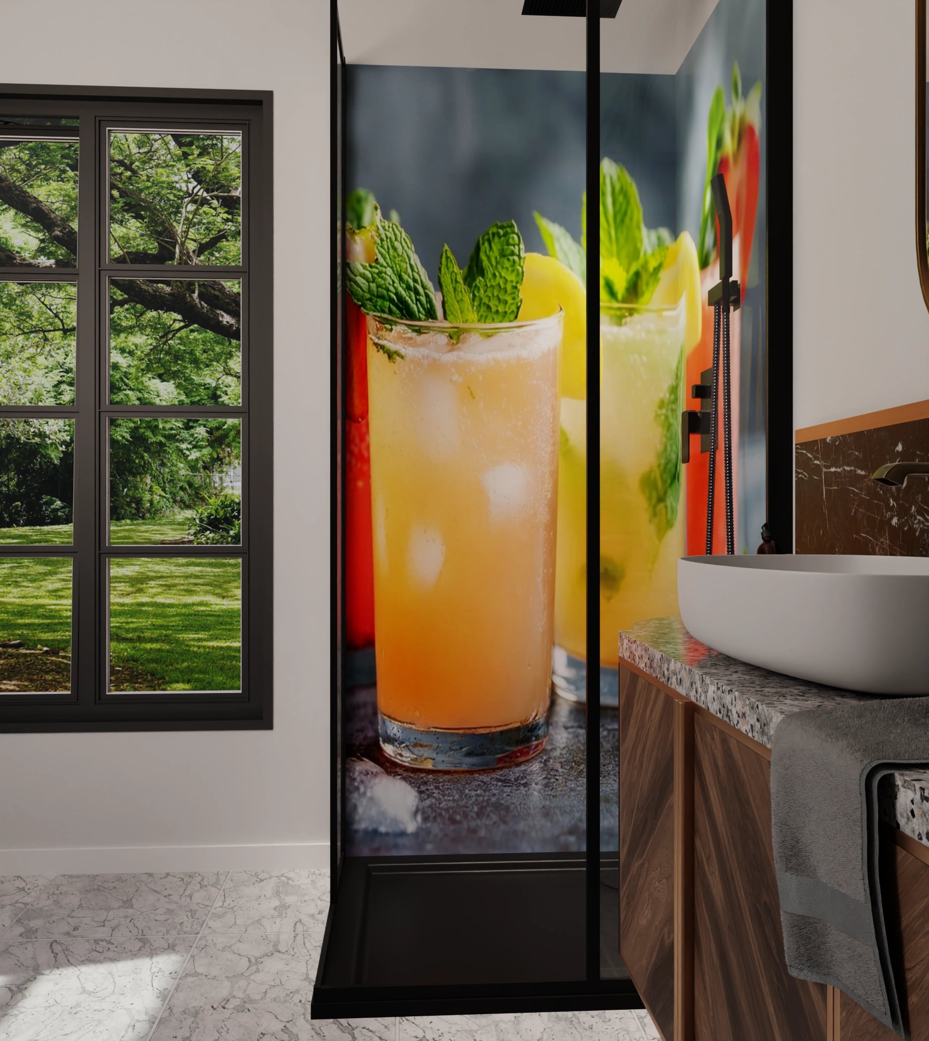 Duschrückwand - Sommerdrinks Bunt Zitrone – Bild 6