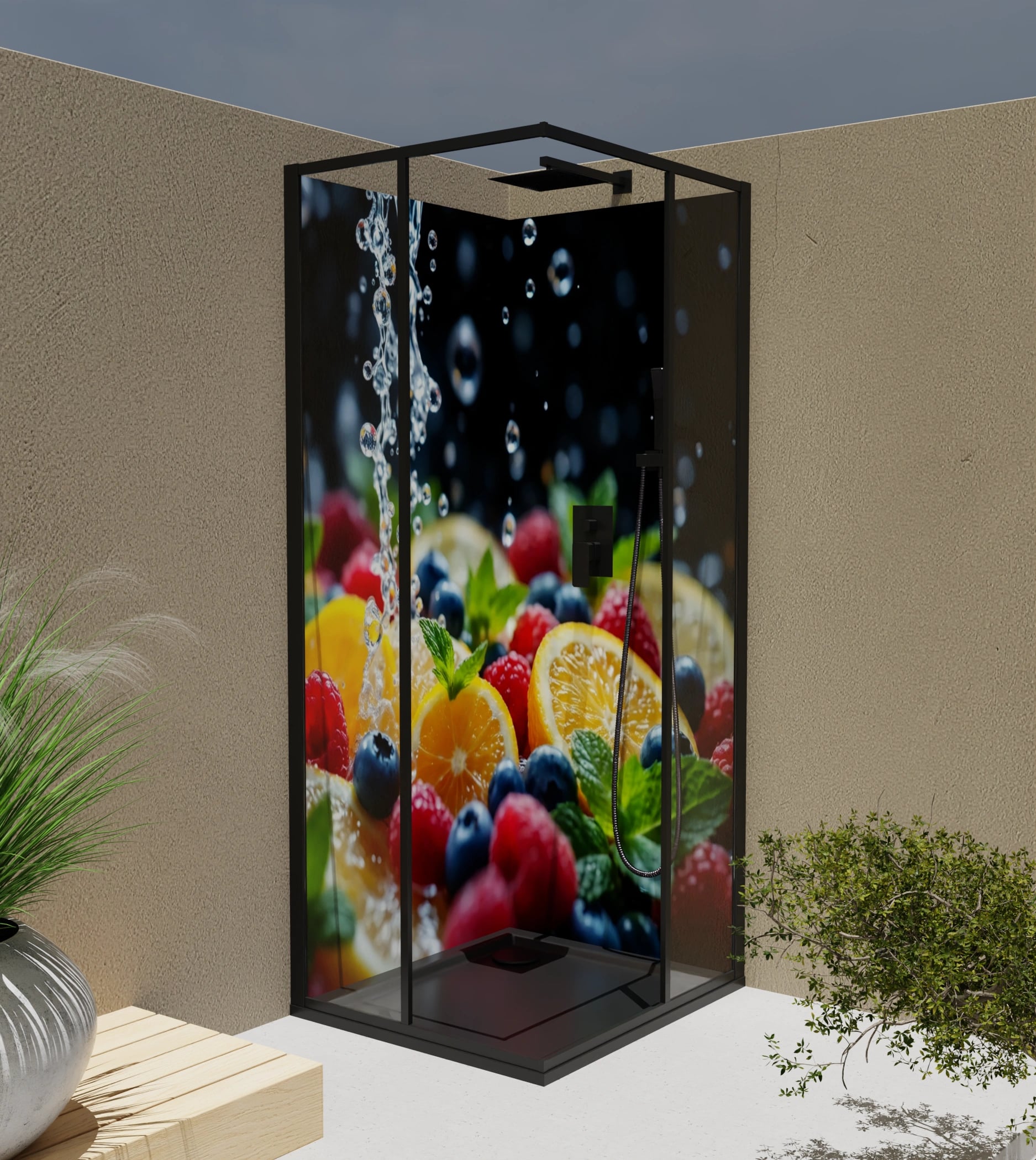 Duschrückwand - Zitrone Beeren Wasserspritzer – Bild 4