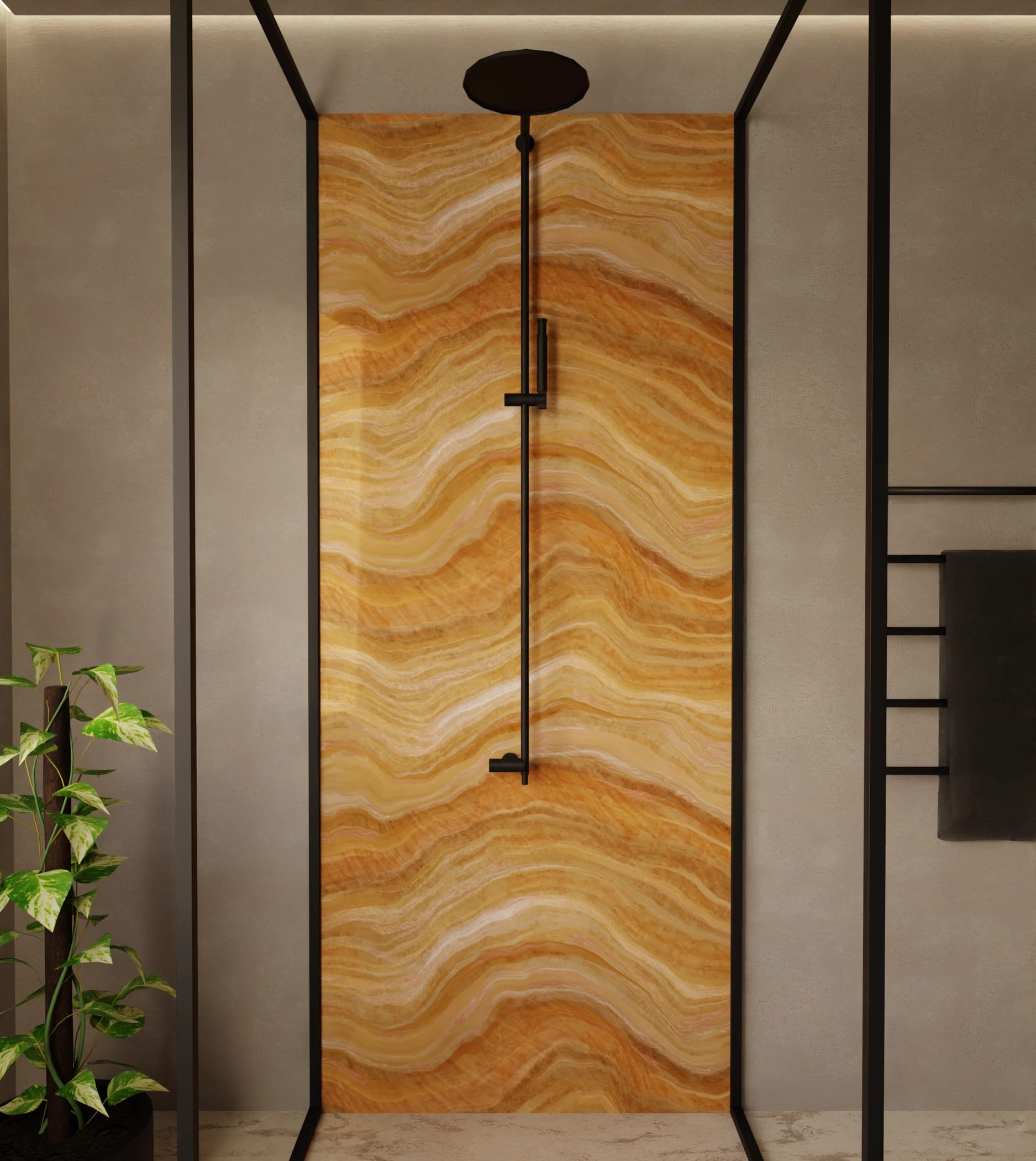 Duschrückwand - Onyx Honig-Pfirsich