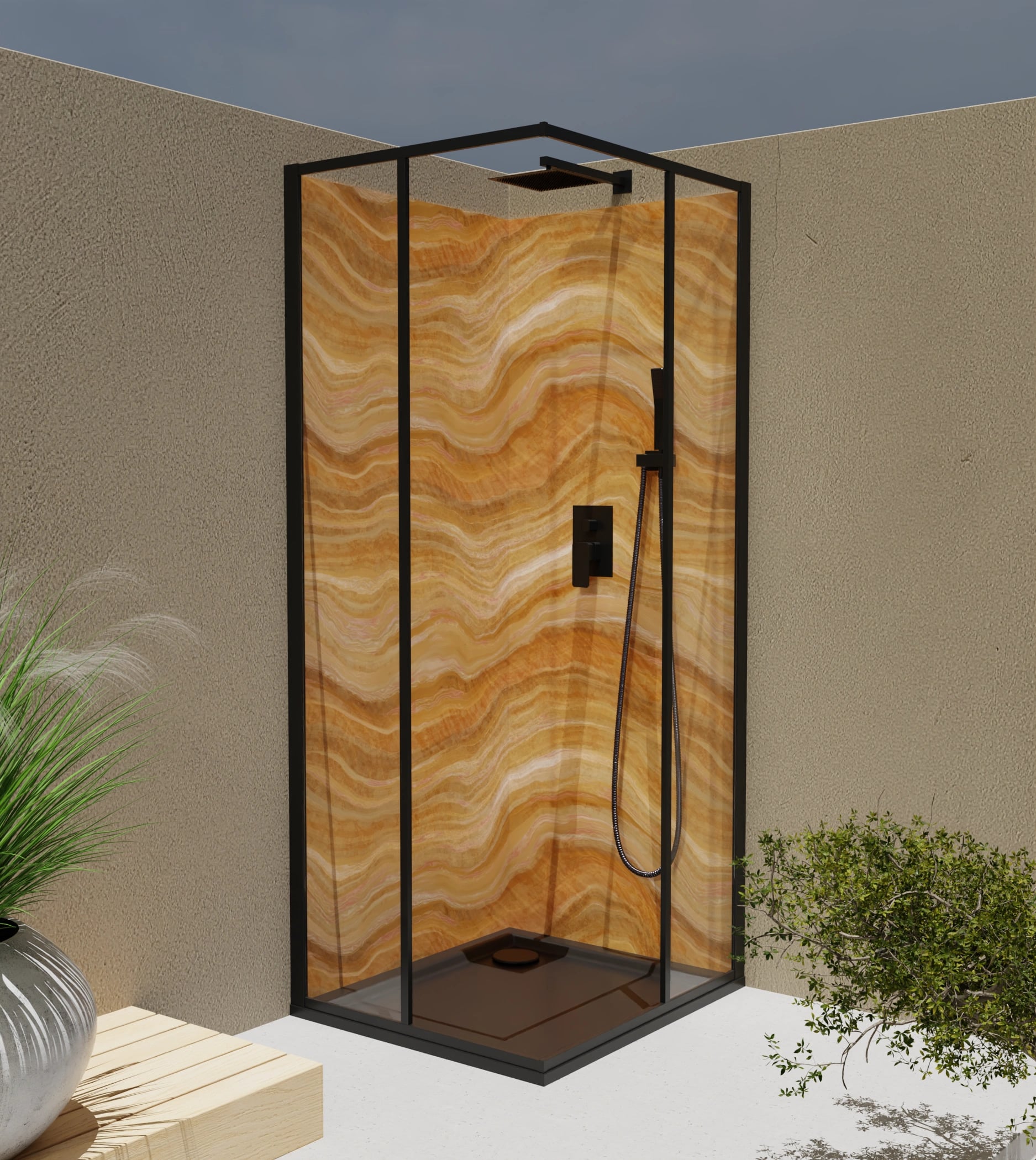 Duschrückwand - Onyx Honig-Pfirsich – Bild 4