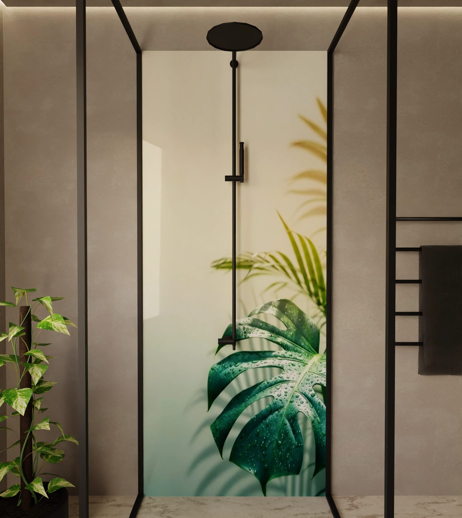 Duschrückwand - Monstera Palme Studio