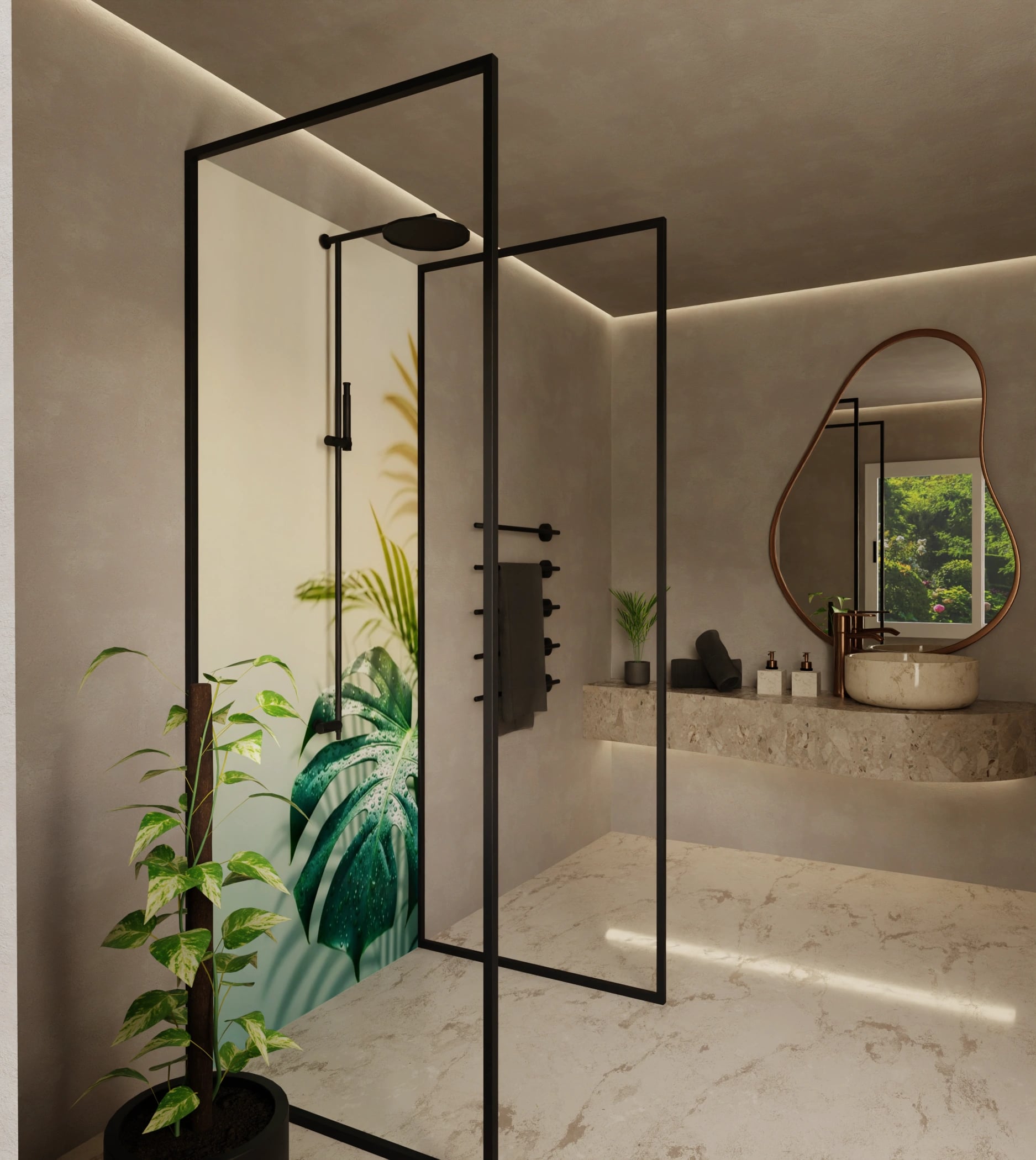 Duschrückwand - Monstera Palme Studio – Bild 2