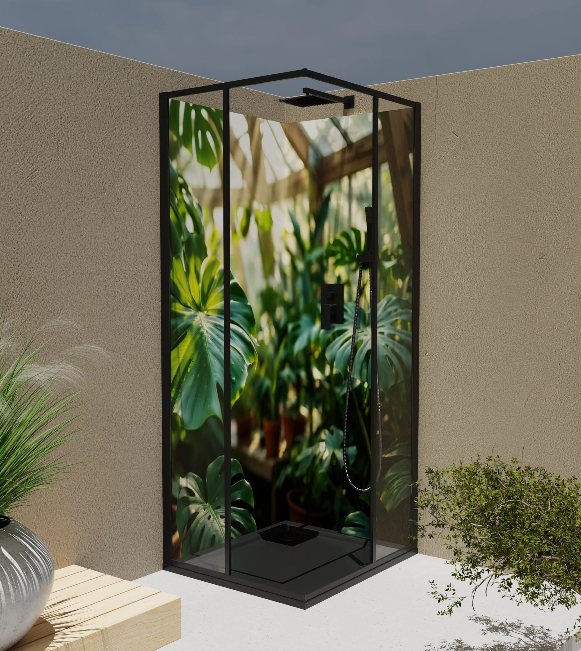 Duschrückwand - Monstera Gewächshaus Sonnenlicht – Bild 4