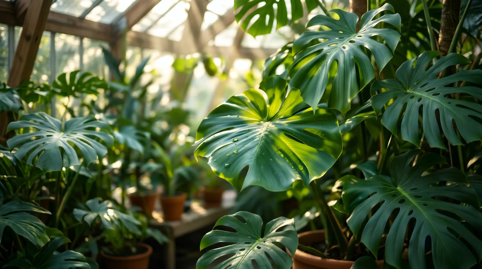 Duschrückwand - Monstera Gewächshaus Sonnenlicht – Bild 7