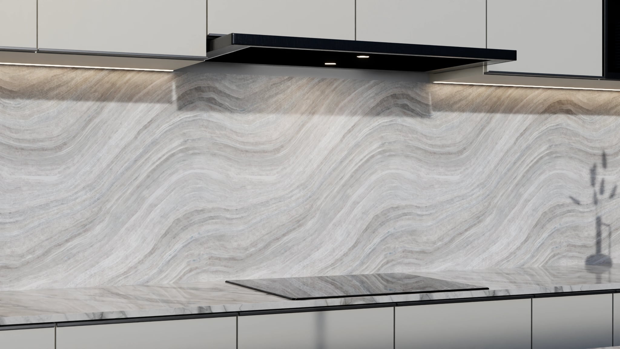 Küchenrückwand - Onyx Weiß-Grau – Bild 3