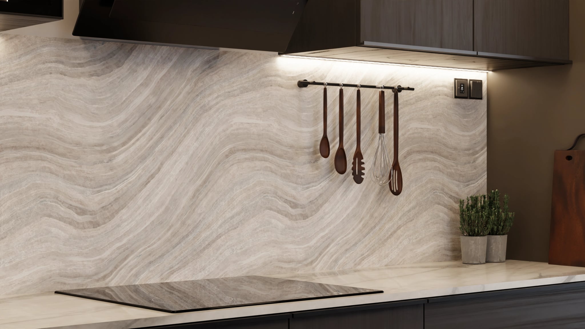 Küchenrückwand - Onyx Weiß-Grau – Bild 7