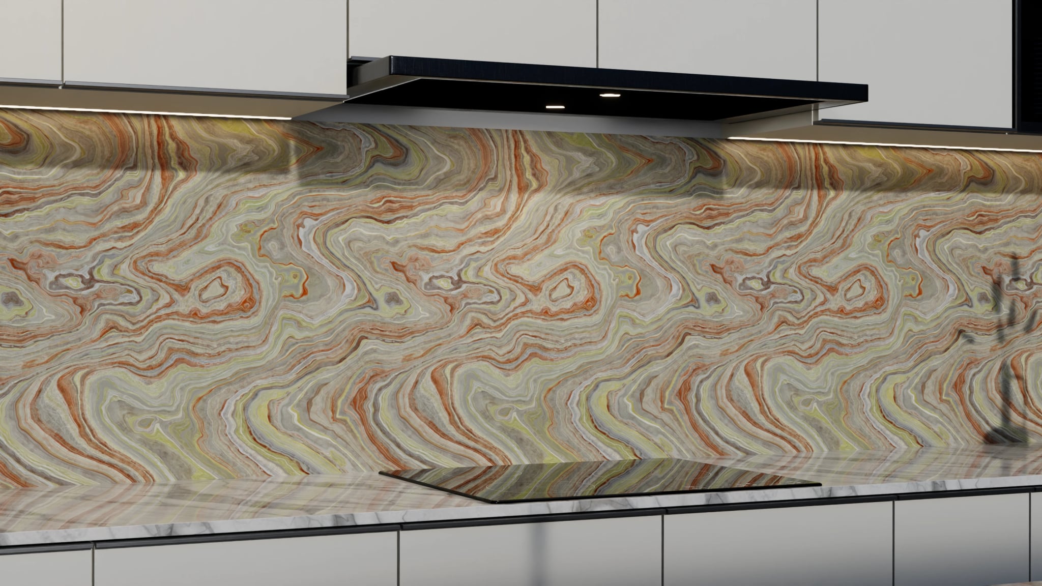 Küchenrückwand - Onyx Terrakotta-Oliv – Bild 3