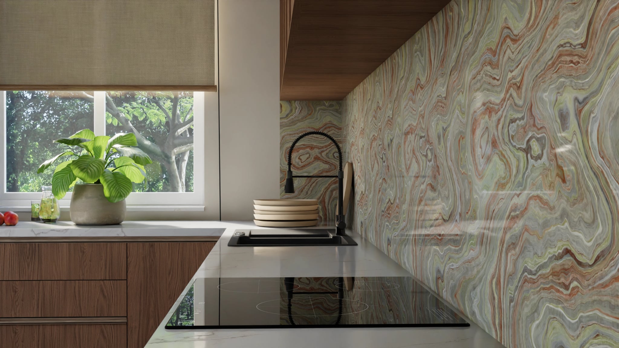 Küchenrückwand - Onyx Terrakotta-Oliv – Bild 10