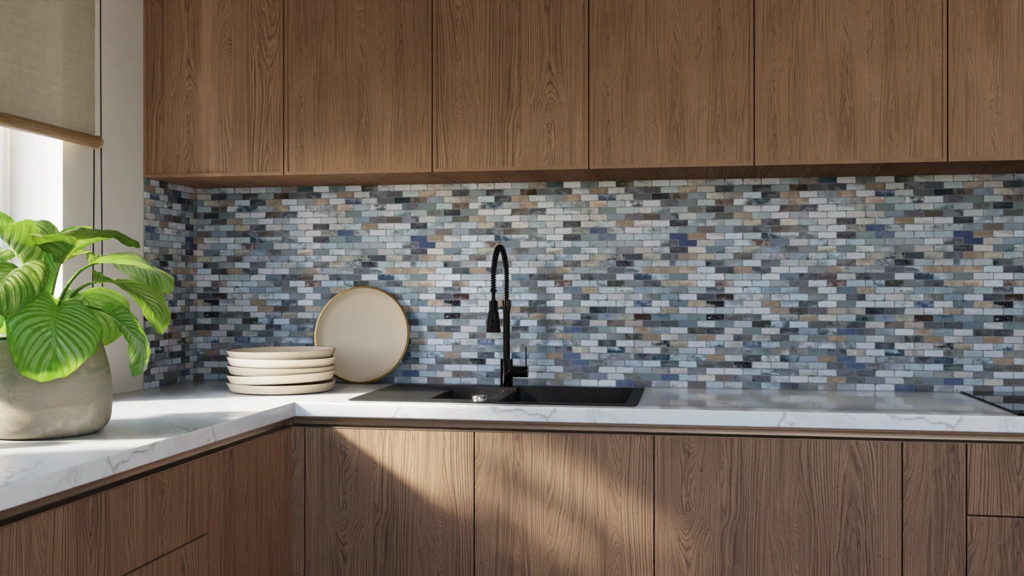 Küchenrückwand - Backstein Patchwork Bunt – Bild 9