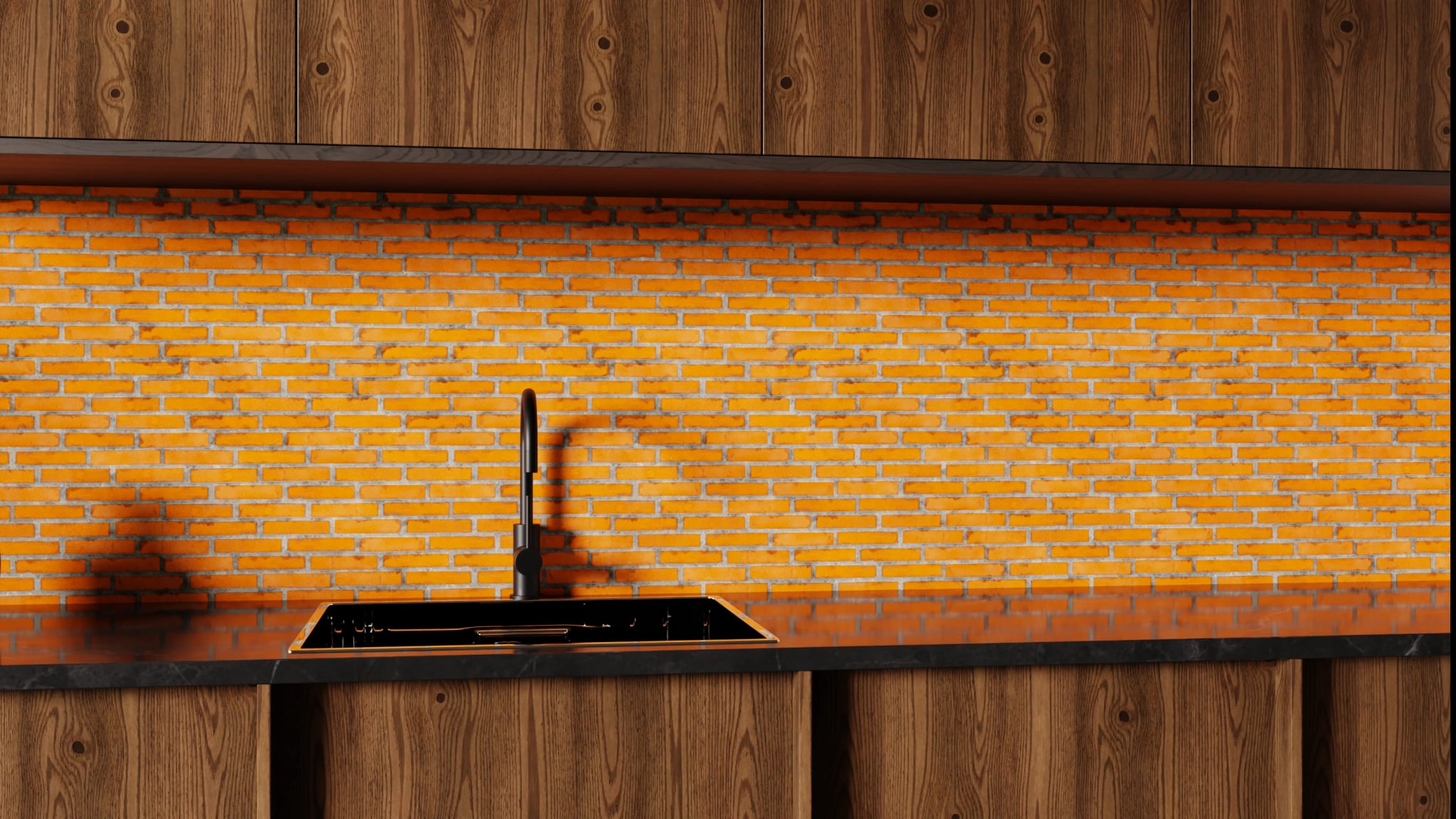 Küchenrückwand - Backstein Orange Modern – Bild 1