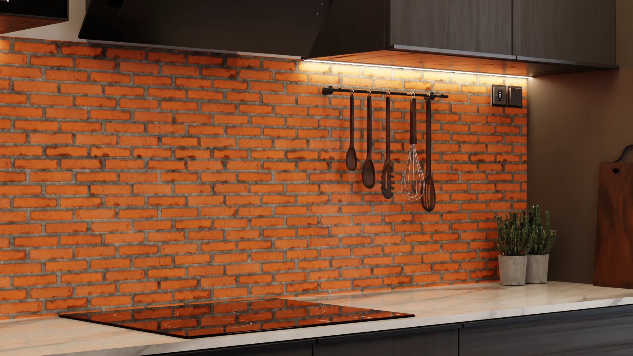 Küchenrückwand - Backstein Orange Modern – Bild 7