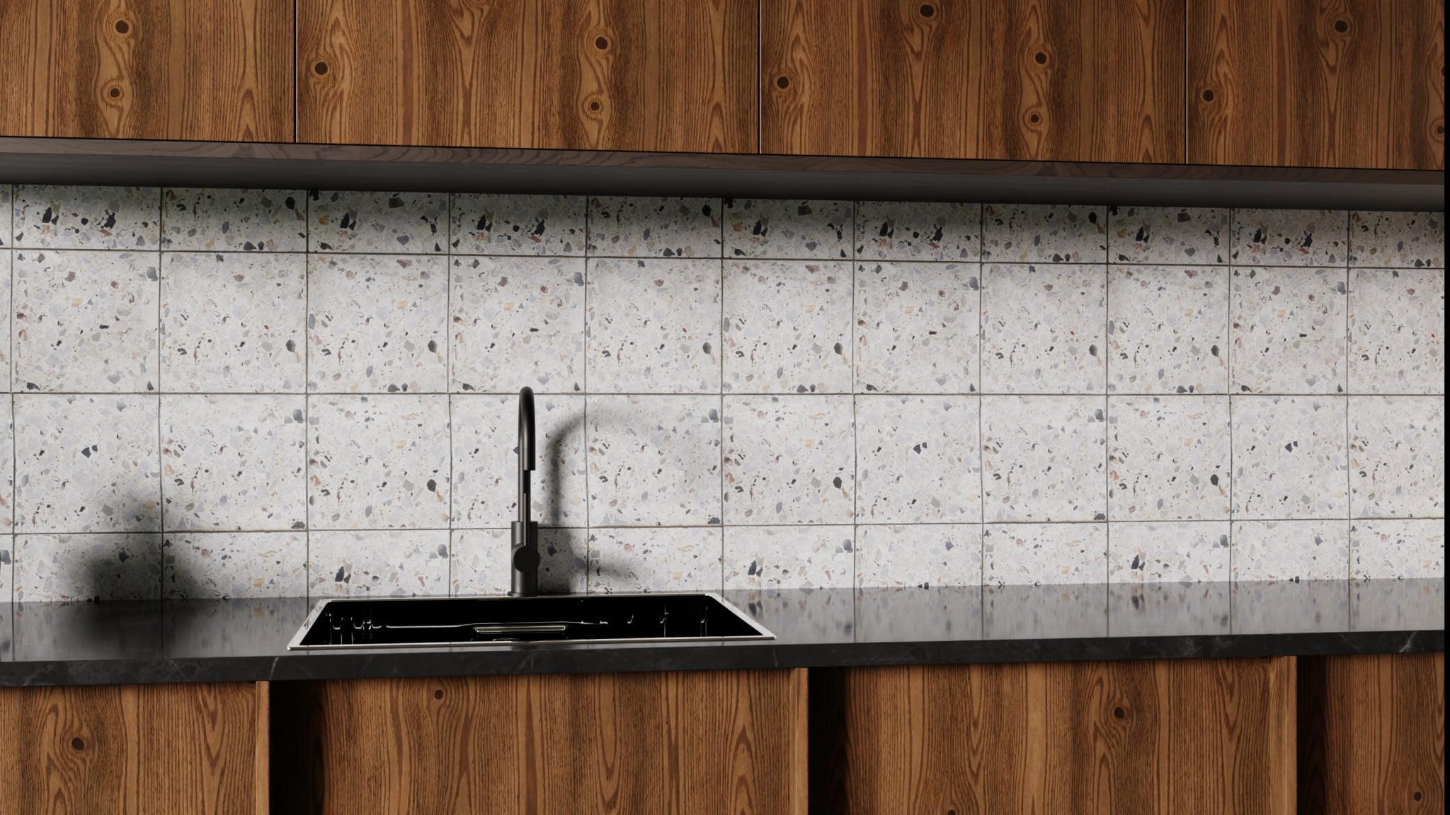 Küchenrückwand - Terrazzo Grau Bunt – Bild 1