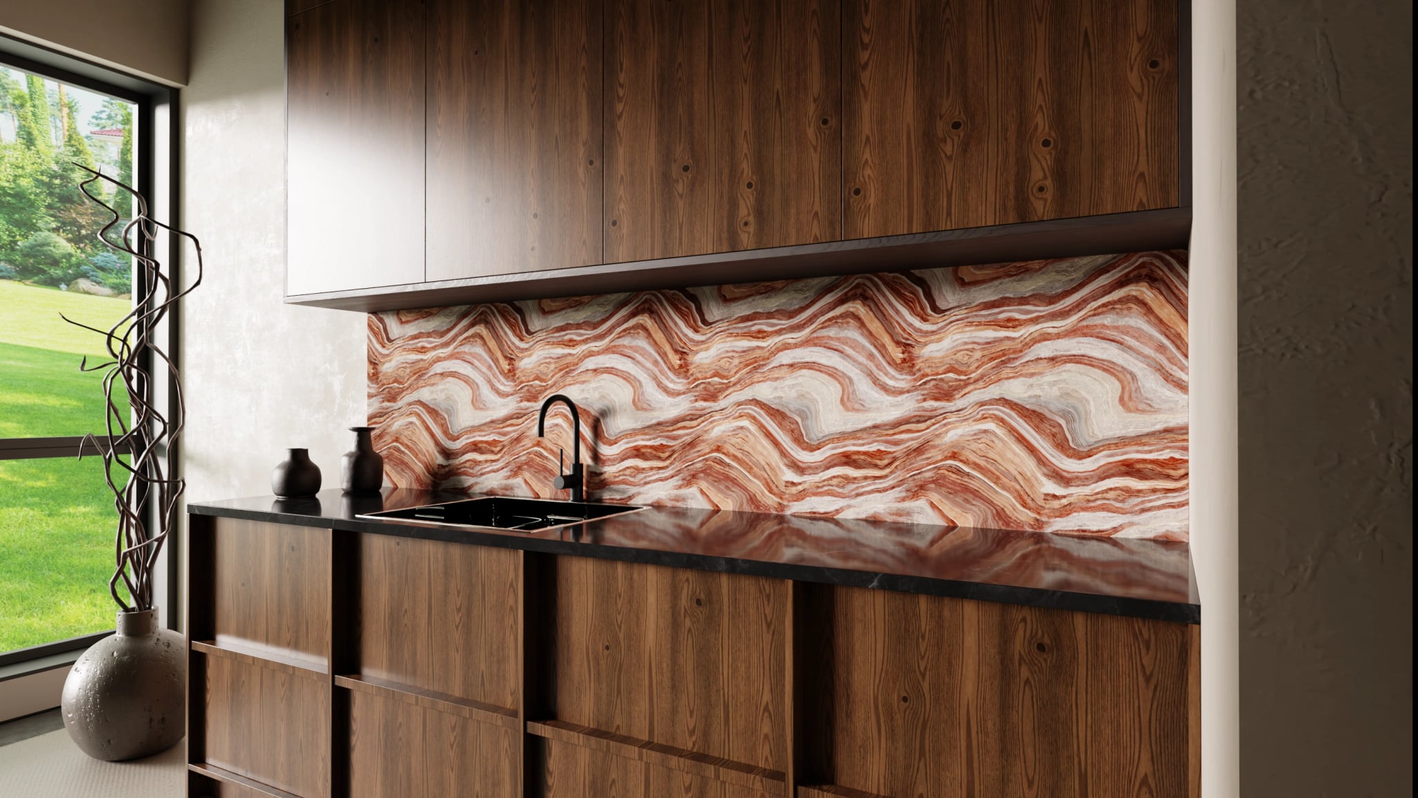 Küchenrückwand - Onyx Rotbraun – Bild 2
