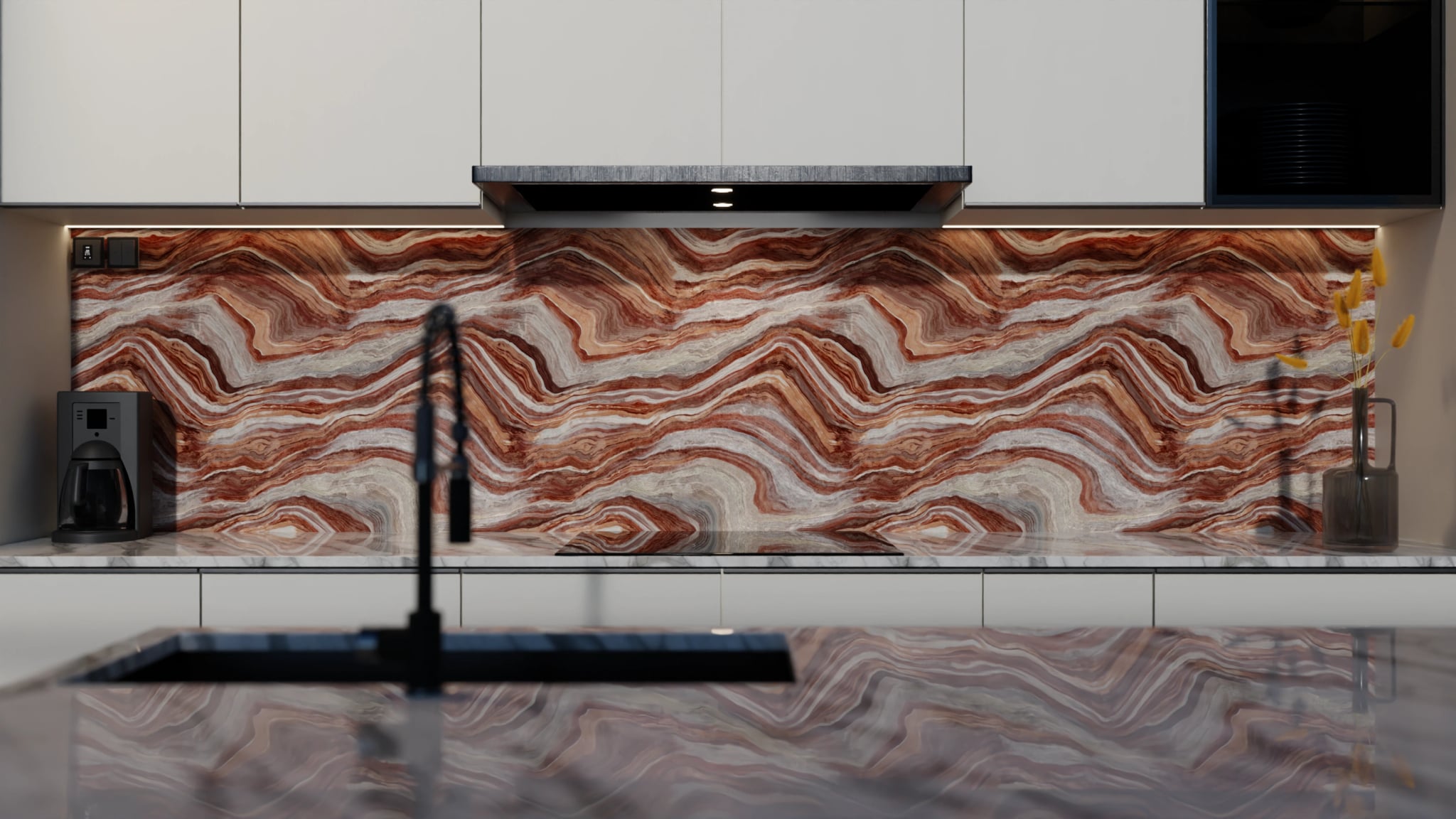 Küchenrückwand - Onyx Rotbraun – Bild 4