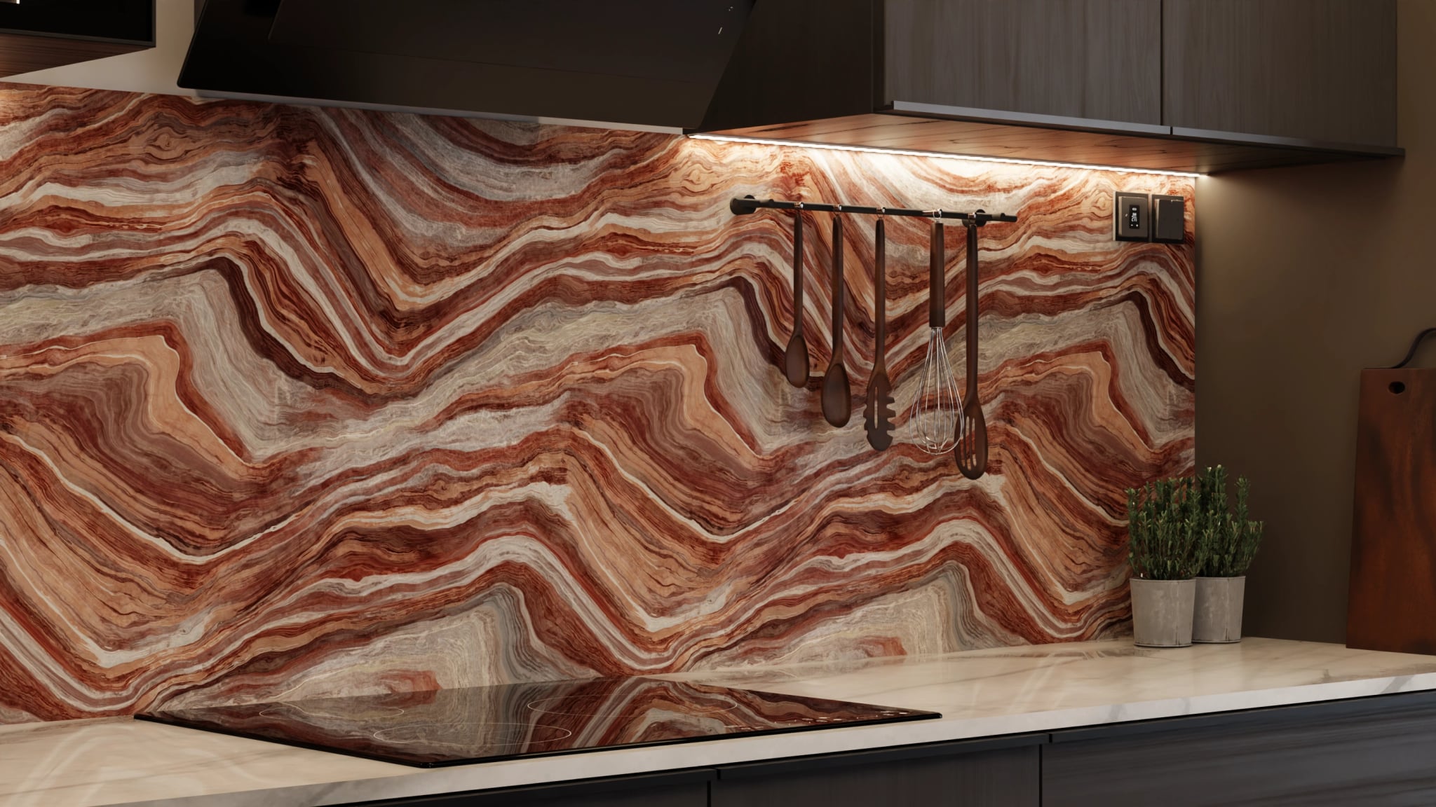 Küchenrückwand - Onyx Rotbraun – Bild 7