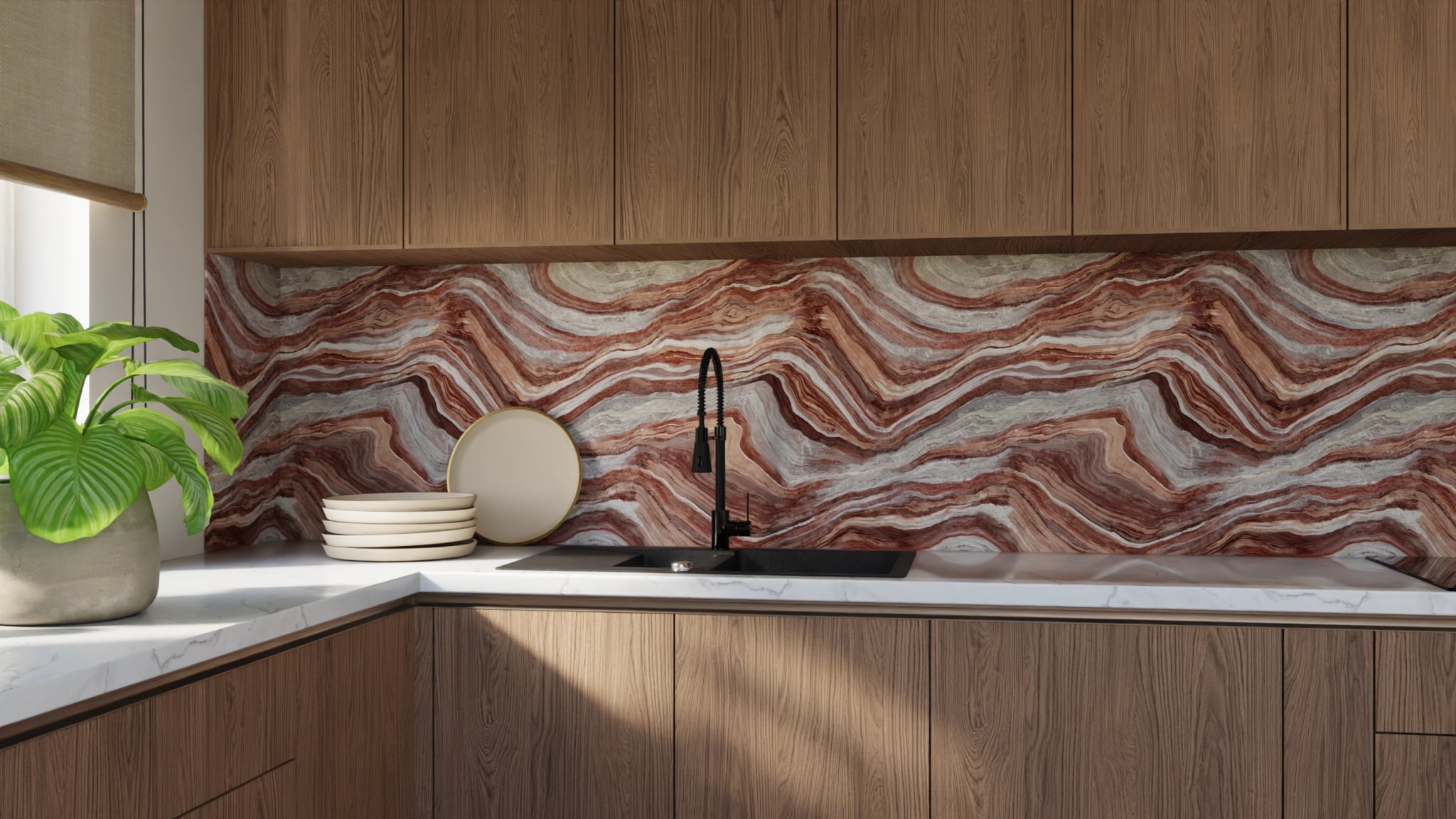 Küchenrückwand - Onyx Rotbraun – Bild 9