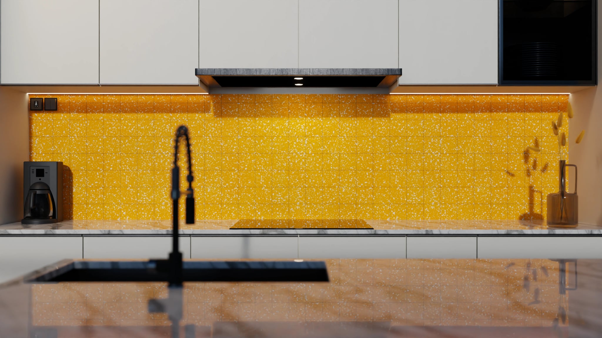 Küchenrückwand - Terrazzo Orange-Sprenkel – Bild 4