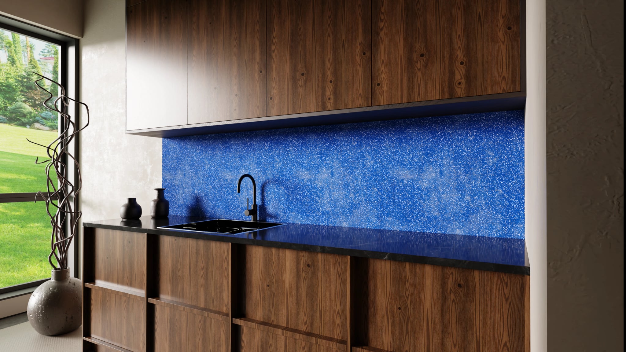 Küchenrückwand - Terrazzo Kobalt-Sprenkel – Bild 2