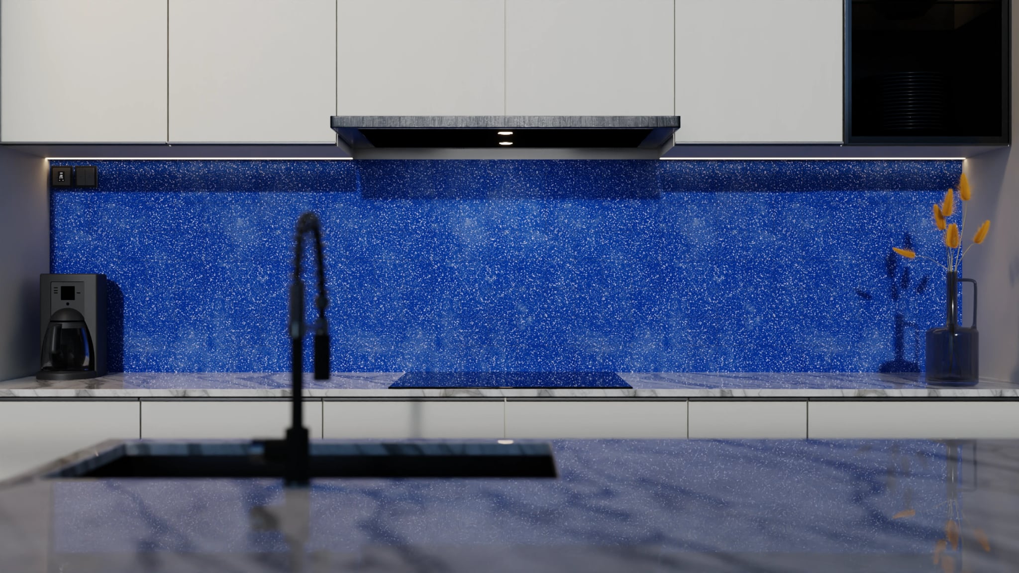 Küchenrückwand - Terrazzo Kobalt-Sprenkel – Bild 4