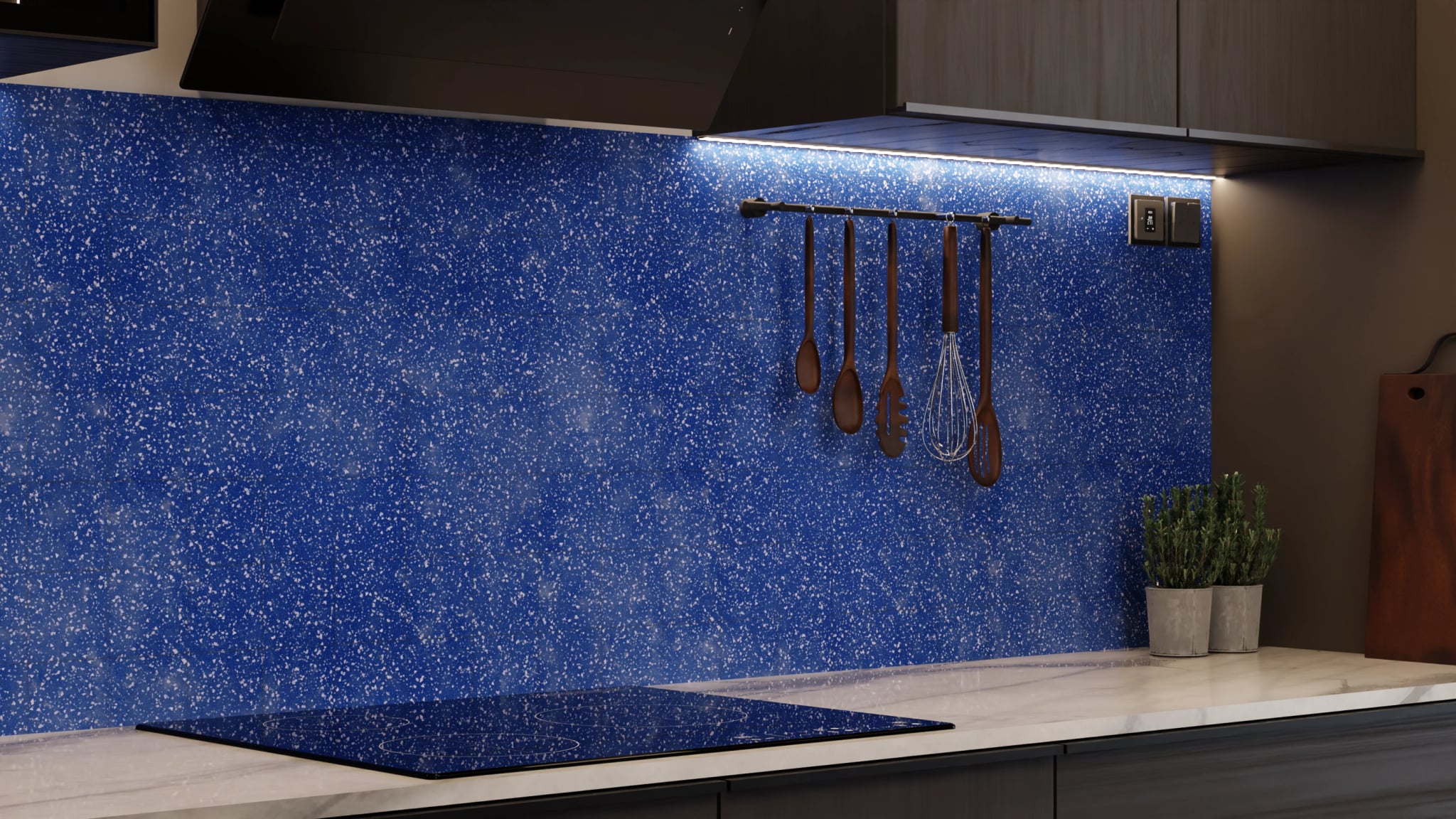 Küchenrückwand - Terrazzo Kobalt-Sprenkel – Bild 7