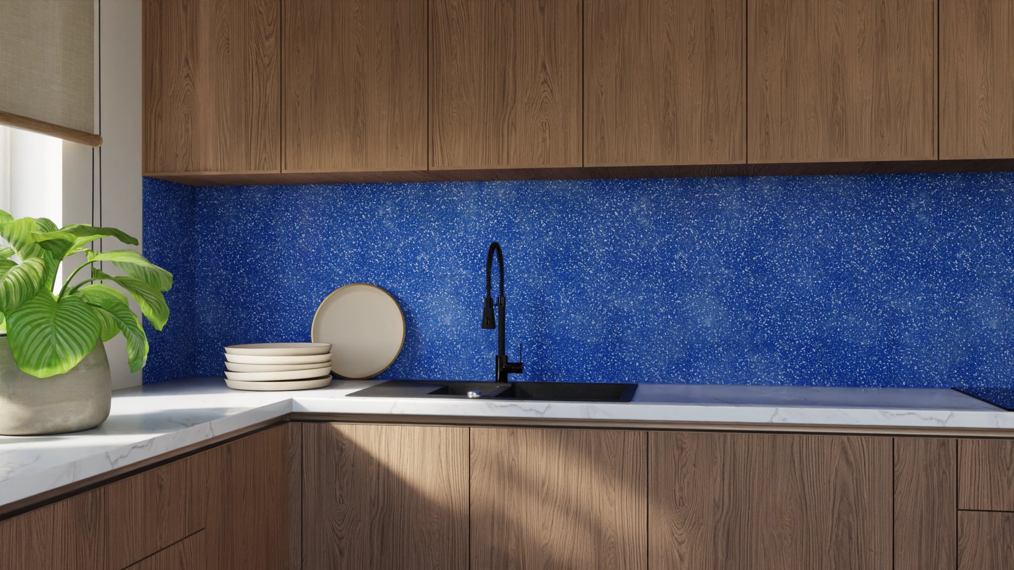 Küchenrückwand - Terrazzo Kobalt-Sprenkel – Bild 9