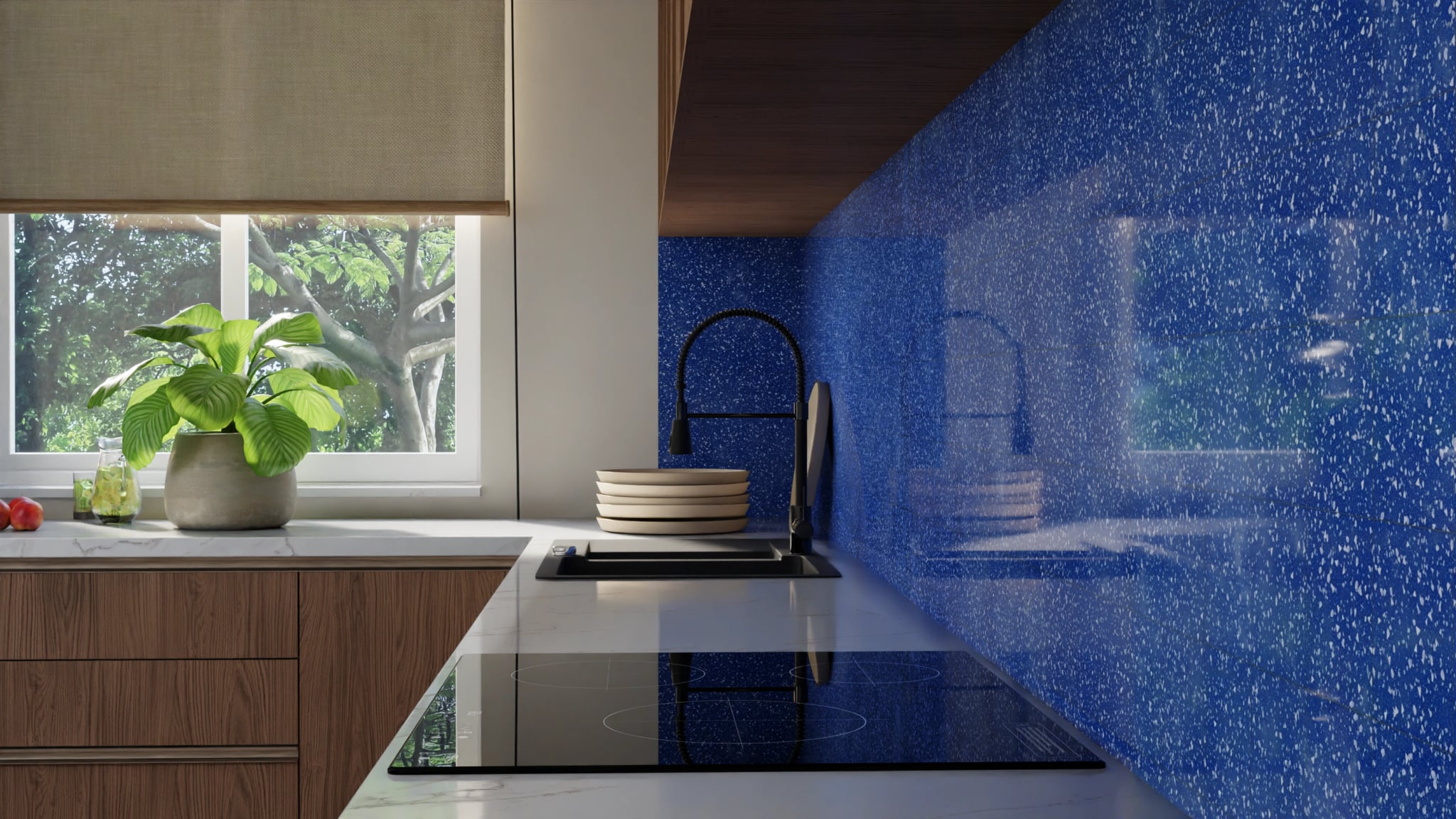 Küchenrückwand - Terrazzo Kobalt-Sprenkel – Bild 10