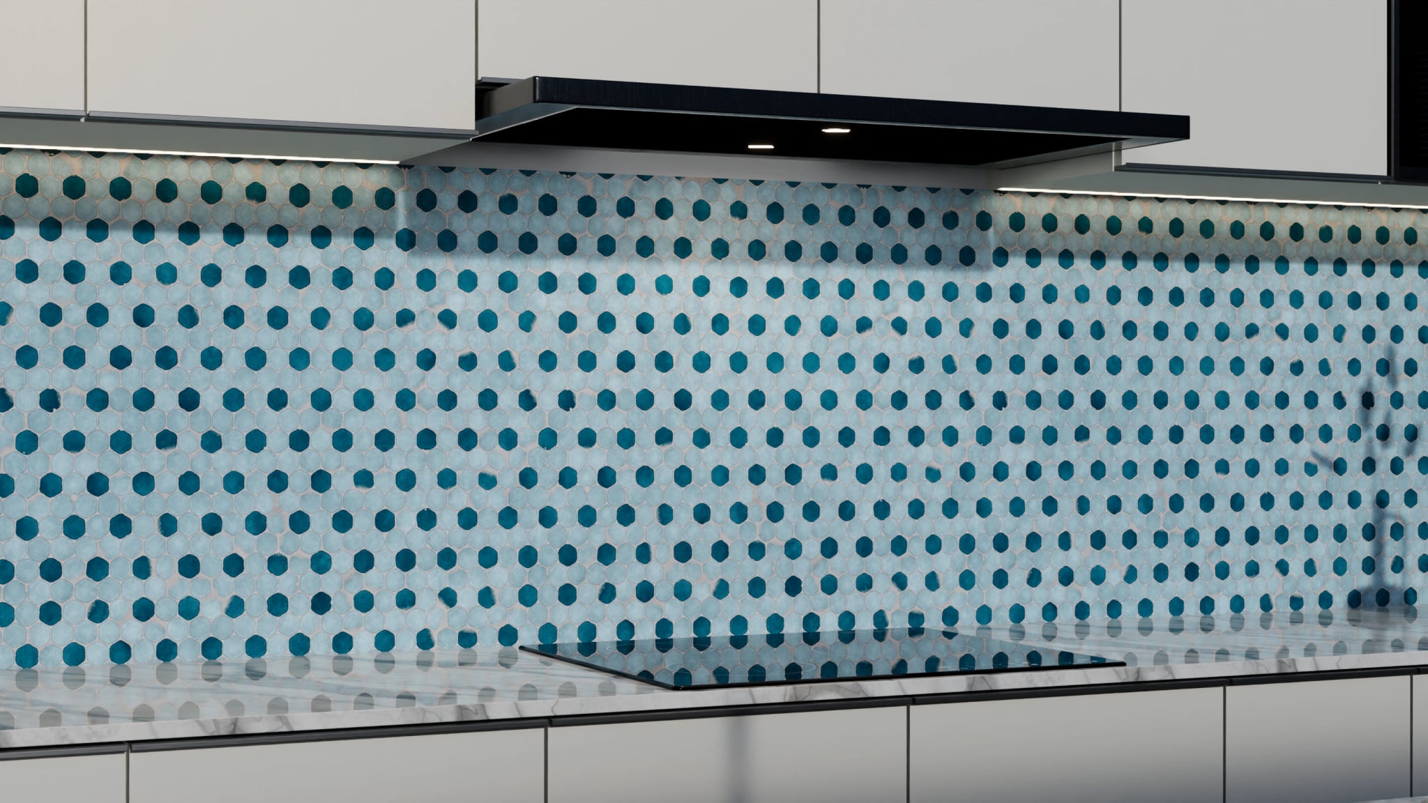 Küchenrückwand - Hexagon-Mosaik Aqua-Petrol – Bild 3