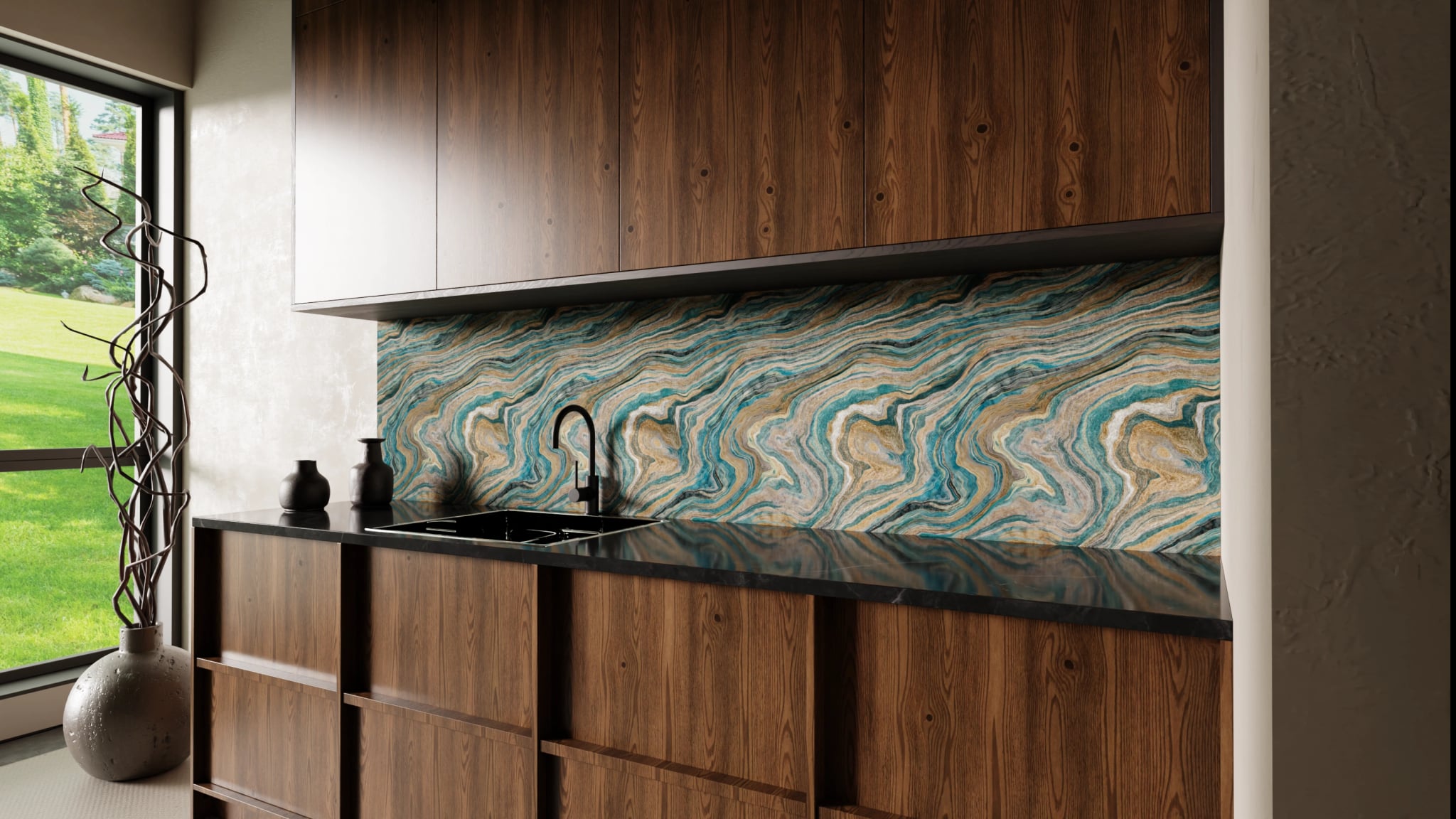 Küchenrückwand - Onyx Petrol-Gold – Bild 2