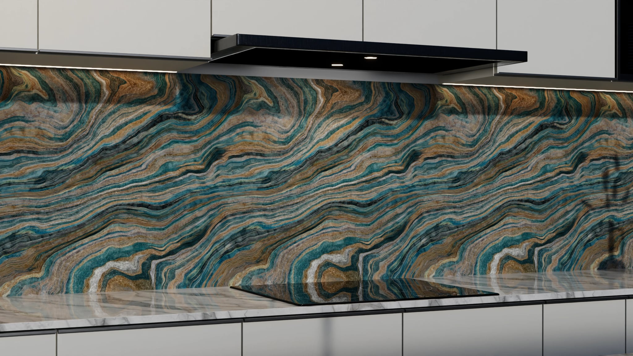 Küchenrückwand - Onyx Petrol-Gold – Bild 3