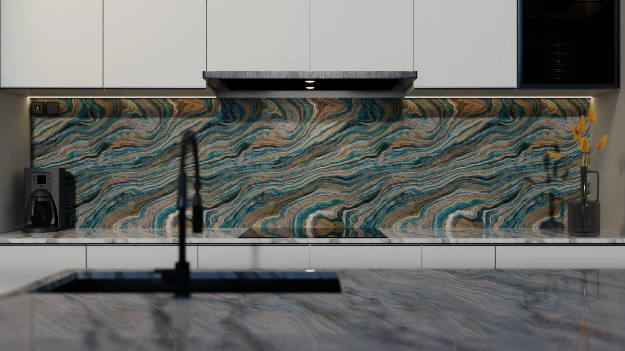 Küchenrückwand - Onyx Petrol-Gold – Bild 4