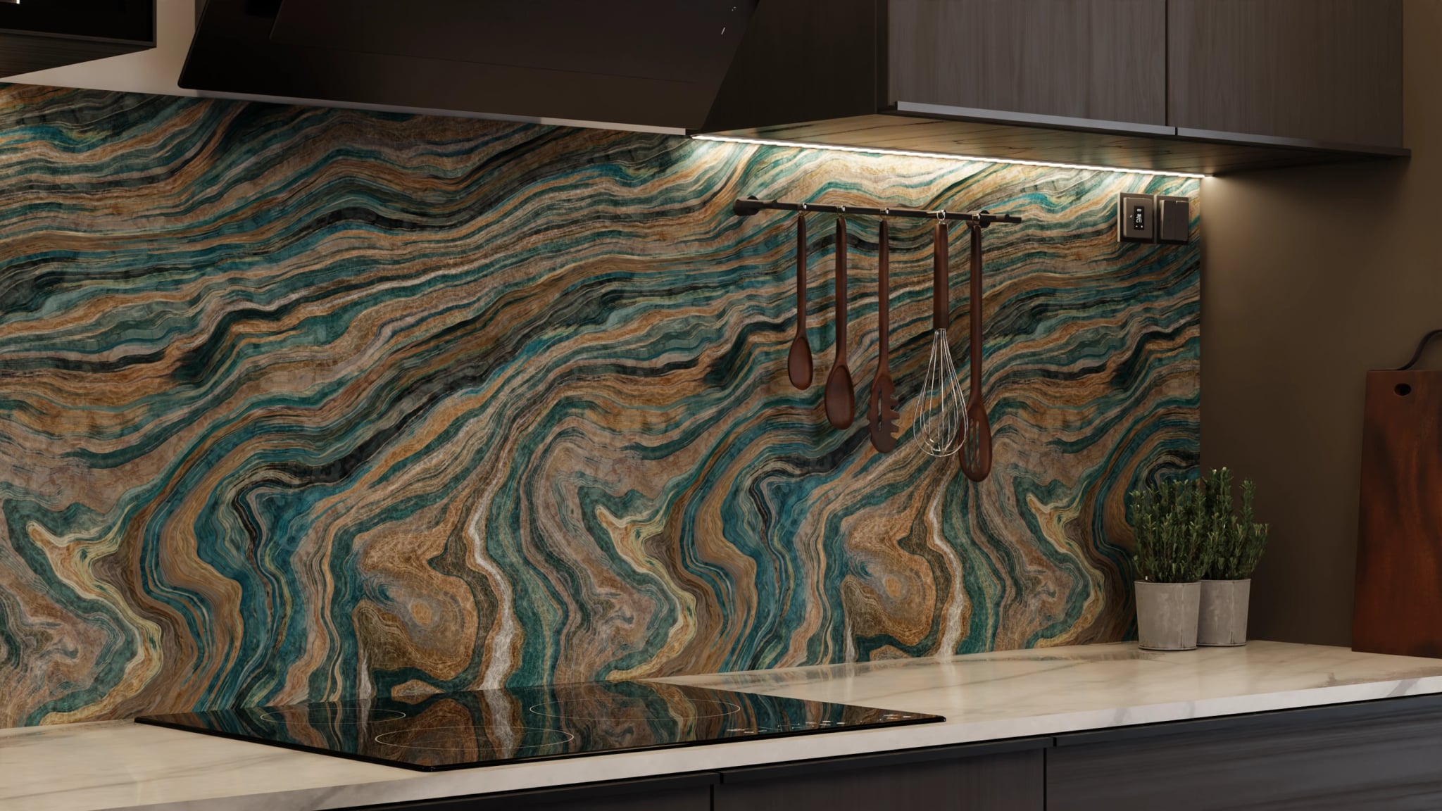 Küchenrückwand - Onyx Petrol-Gold – Bild 7