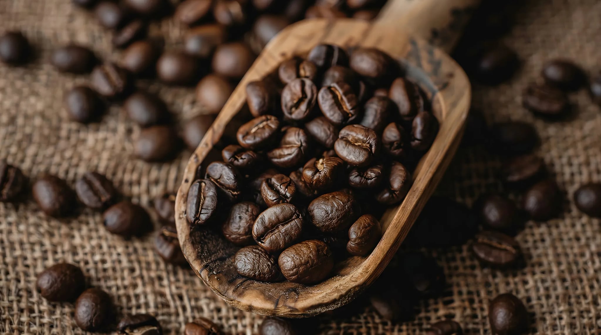 Küchenrückwand - Kaffeebohnen Holzlöffel Jute – Bild 11