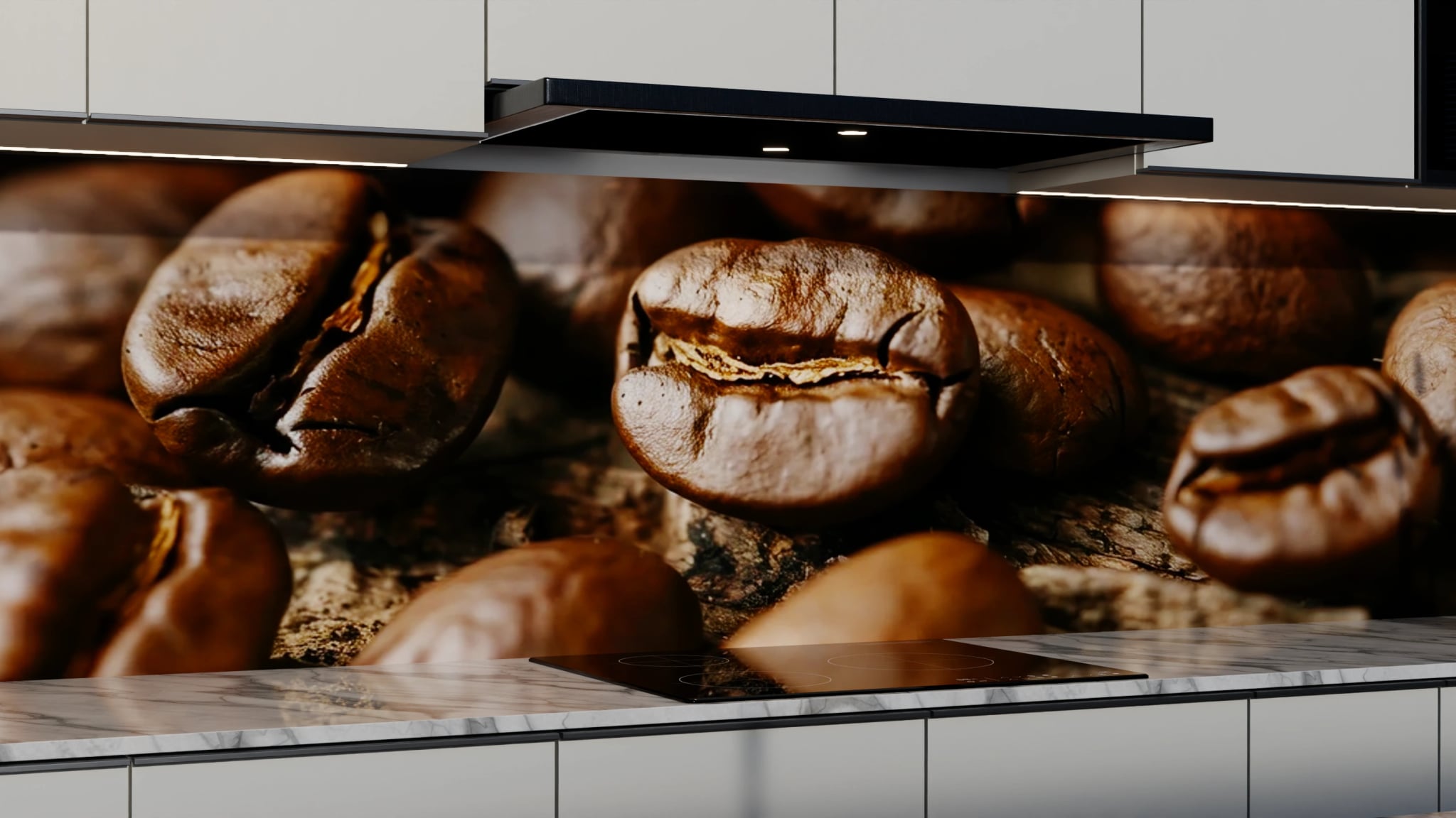 Küchenrückwand - Kaffeebohnen Nahaufnahme Holz – Bild 3