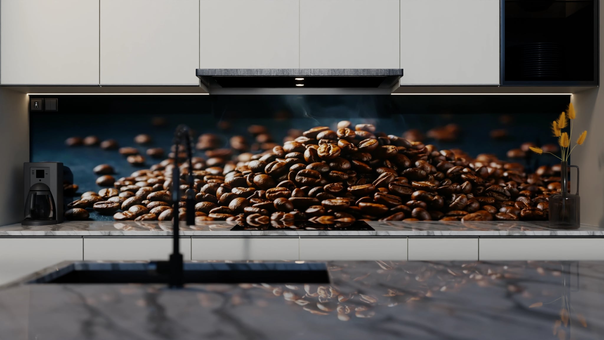 Küchenrückwand - Kaffeebohnen Rauch Dunkel – Bild 4