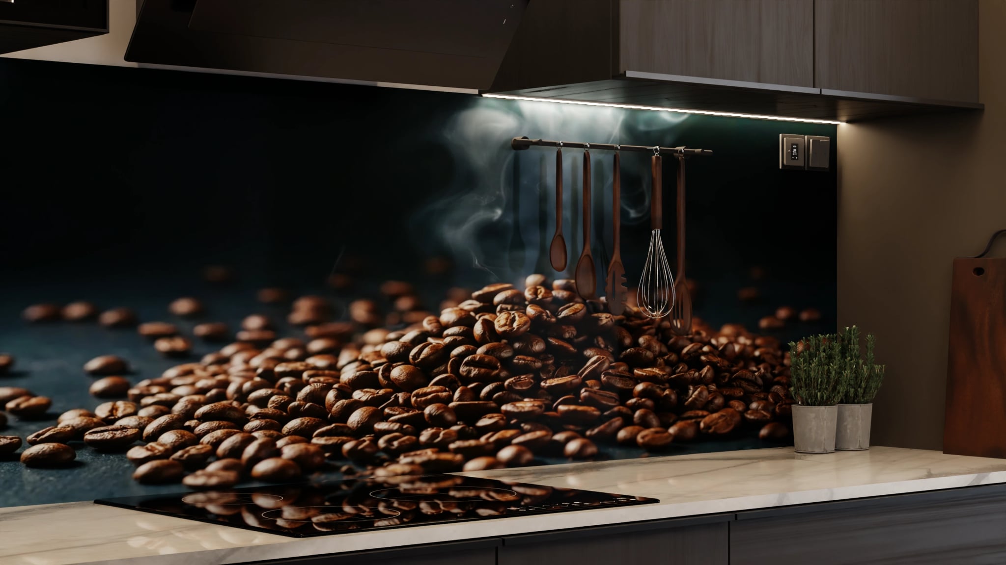 Küchenrückwand - Kaffeebohnen Rauch Dunkel – Bild 7