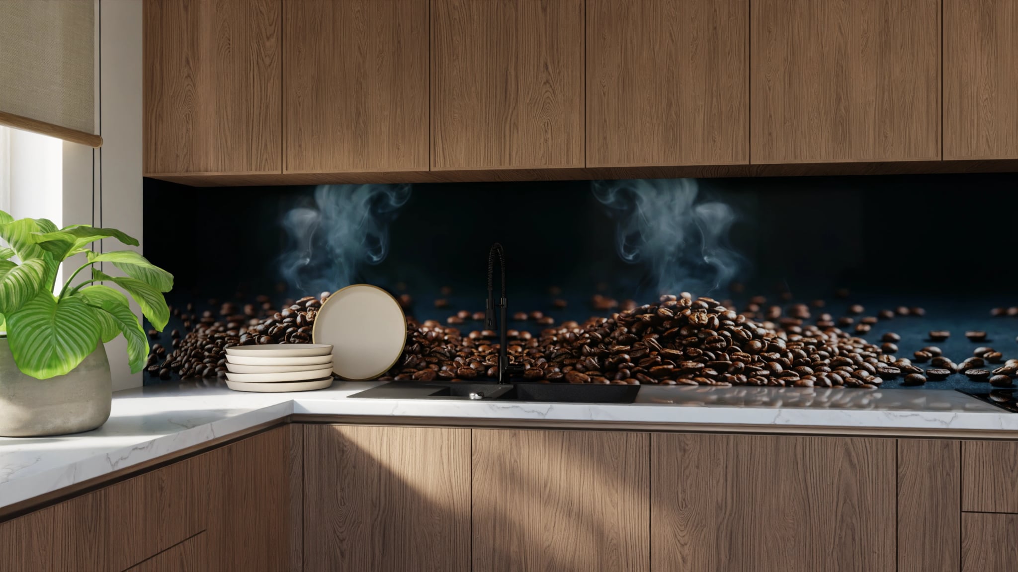 Küchenrückwand - Kaffeebohnen Rauch Dunkel – Bild 9