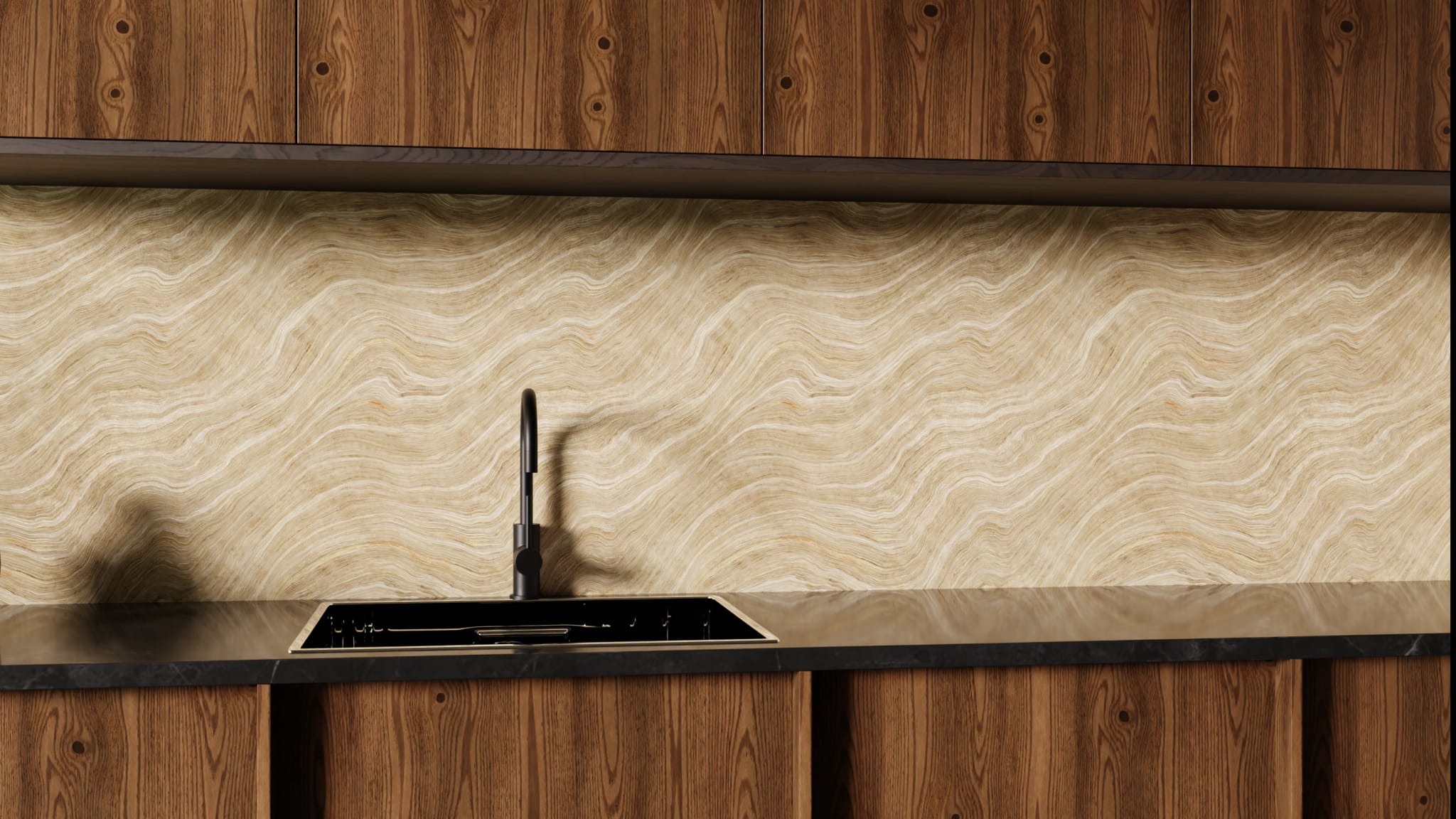 Küchenrückwand - Onyx Sand-Beige