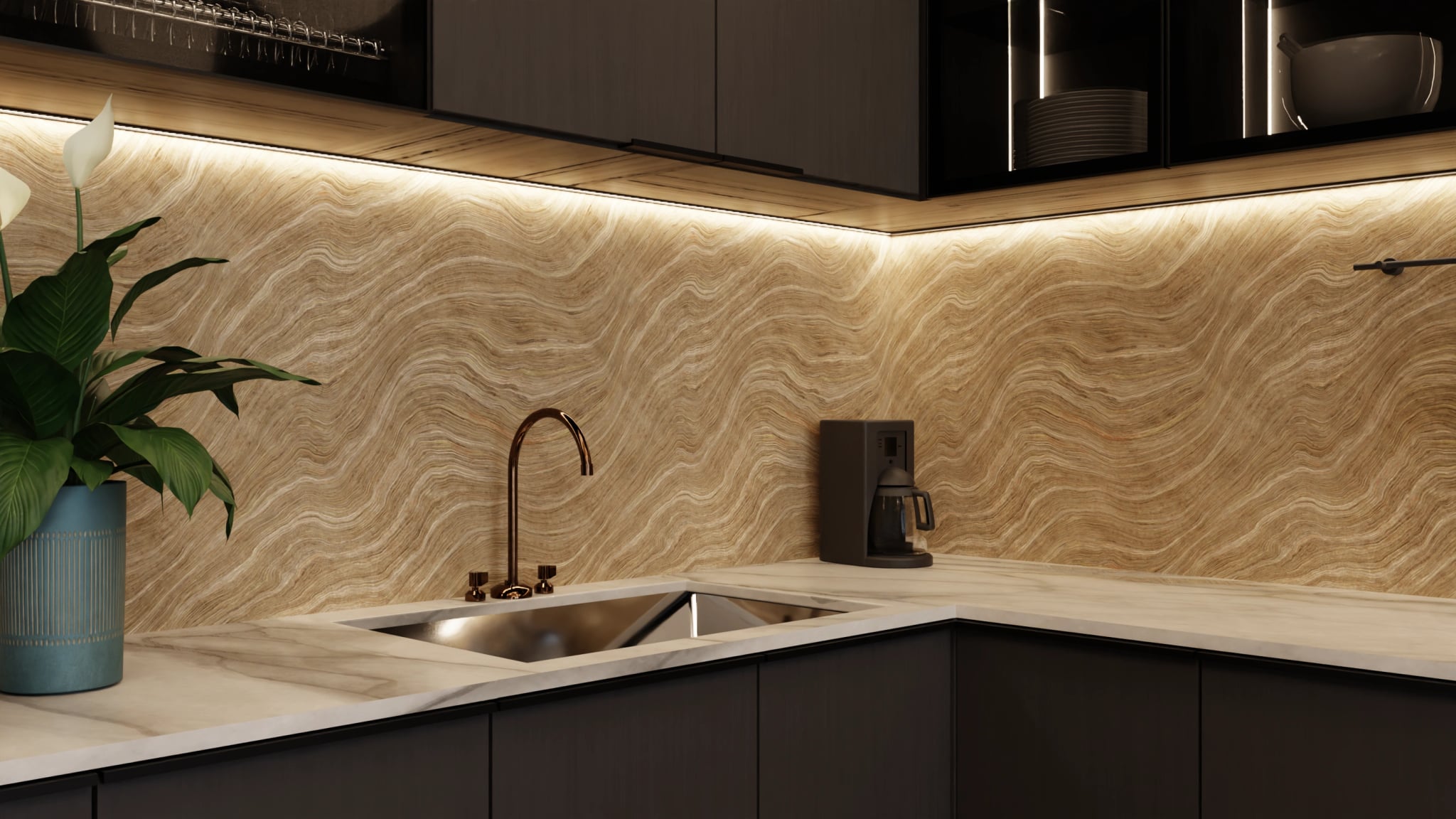 Küchenrückwand - Onyx Sand-Beige – Bild 5