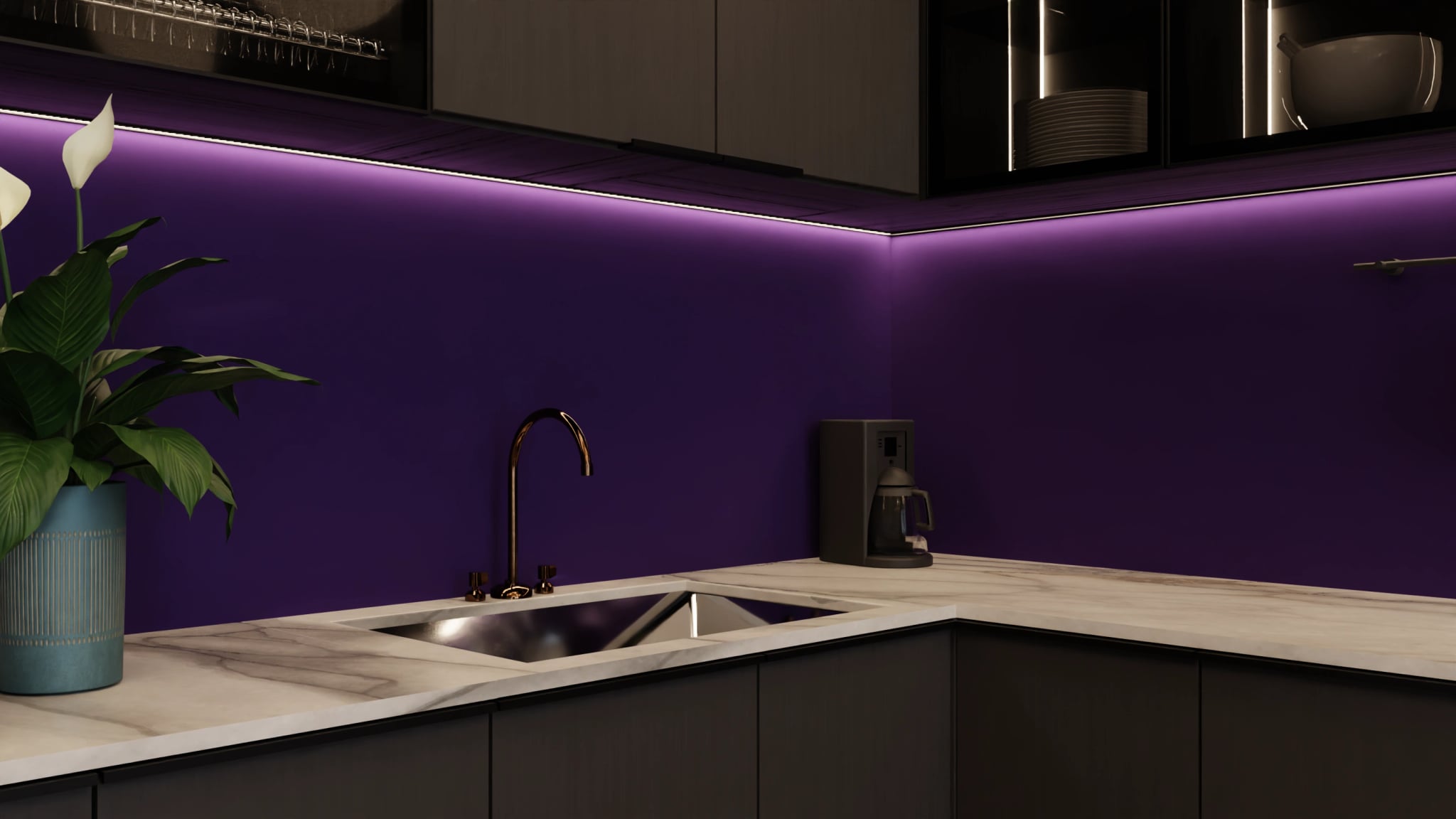 Küchenrückwand - Dunkelviolett – Bild 5