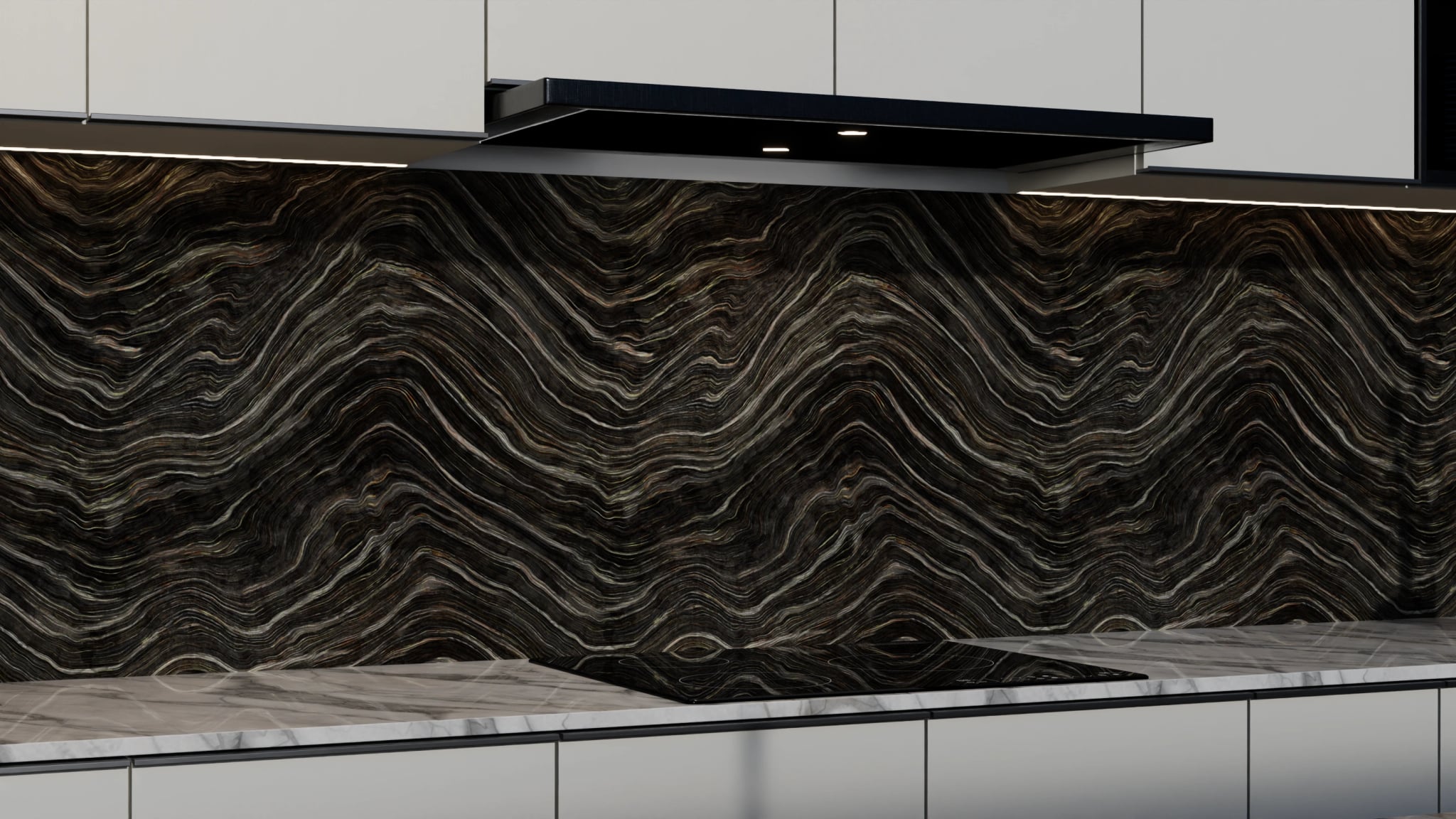 Küchenrückwand - Onyx Schwarz-Gold – Bild 3