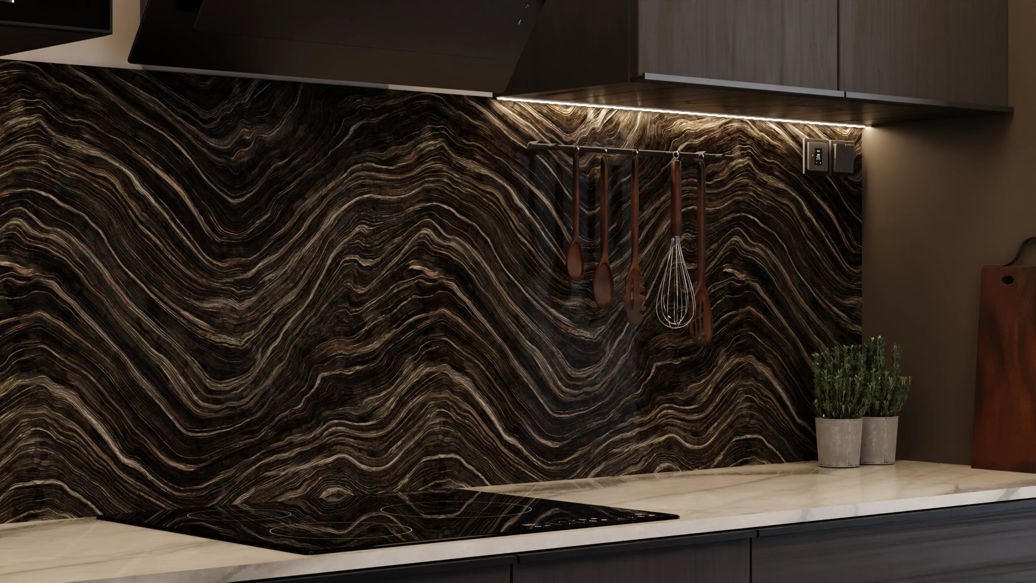 Küchenrückwand - Onyx Schwarz-Gold – Bild 7