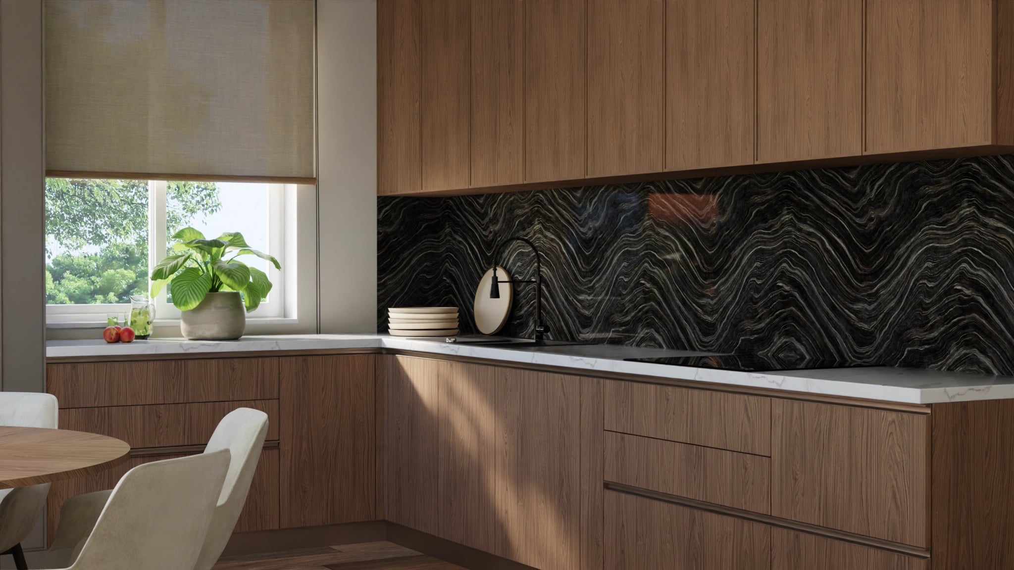 Küchenrückwand - Onyx Schwarz-Gold – Bild 8