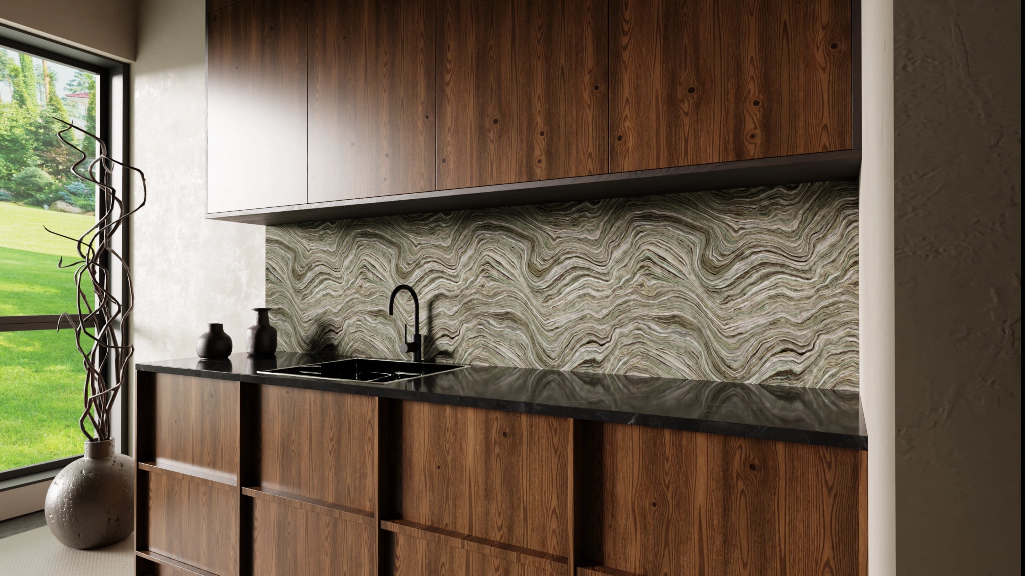 Küchenrückwand - Onyx Grau-Olivgrün – Bild 2