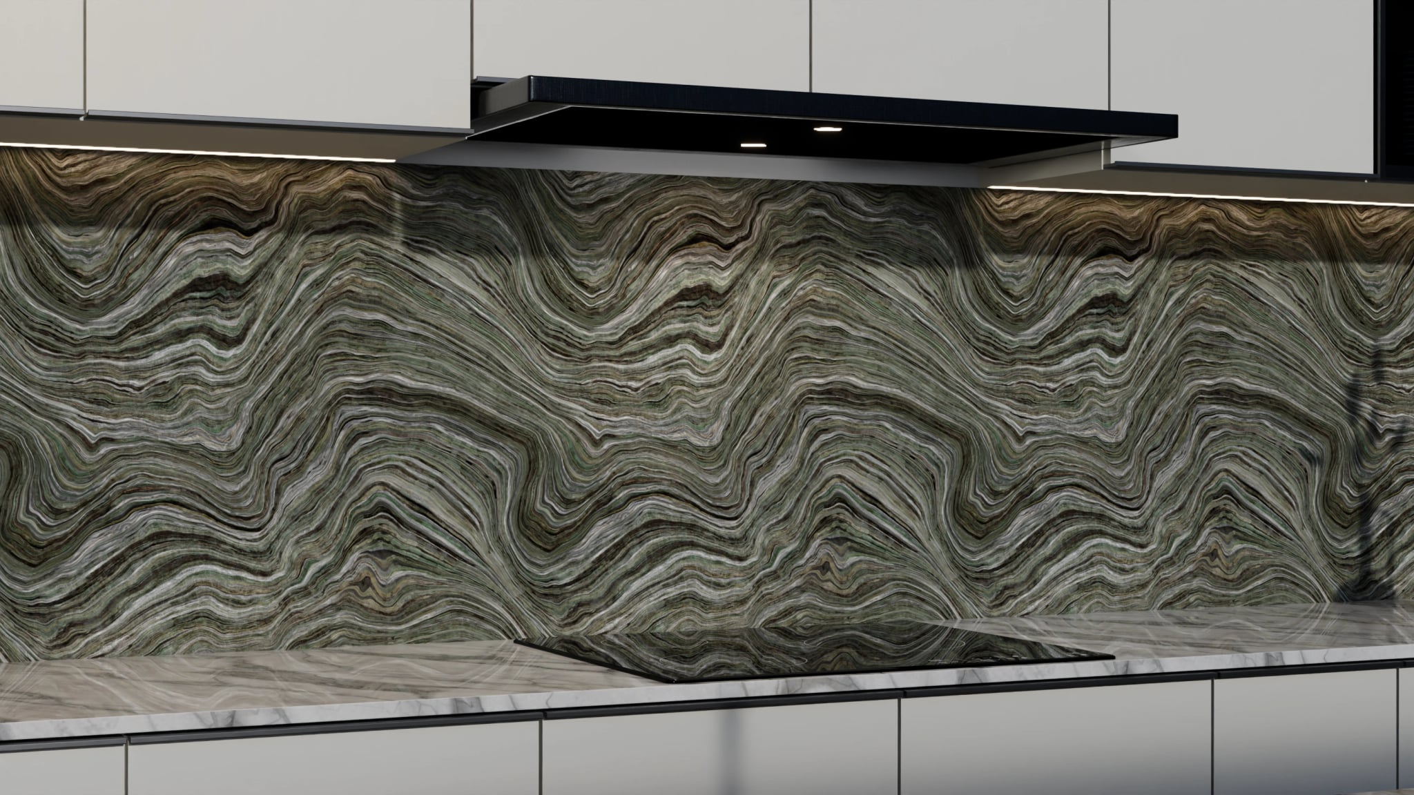 Küchenrückwand - Onyx Grau-Olivgrün – Bild 3