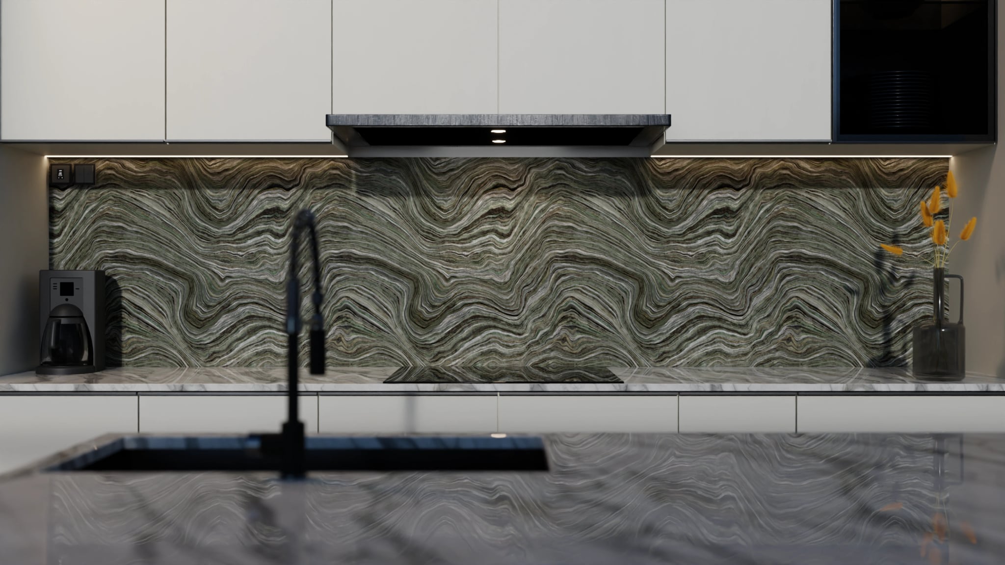 Küchenrückwand - Onyx Grau-Olivgrün – Bild 4