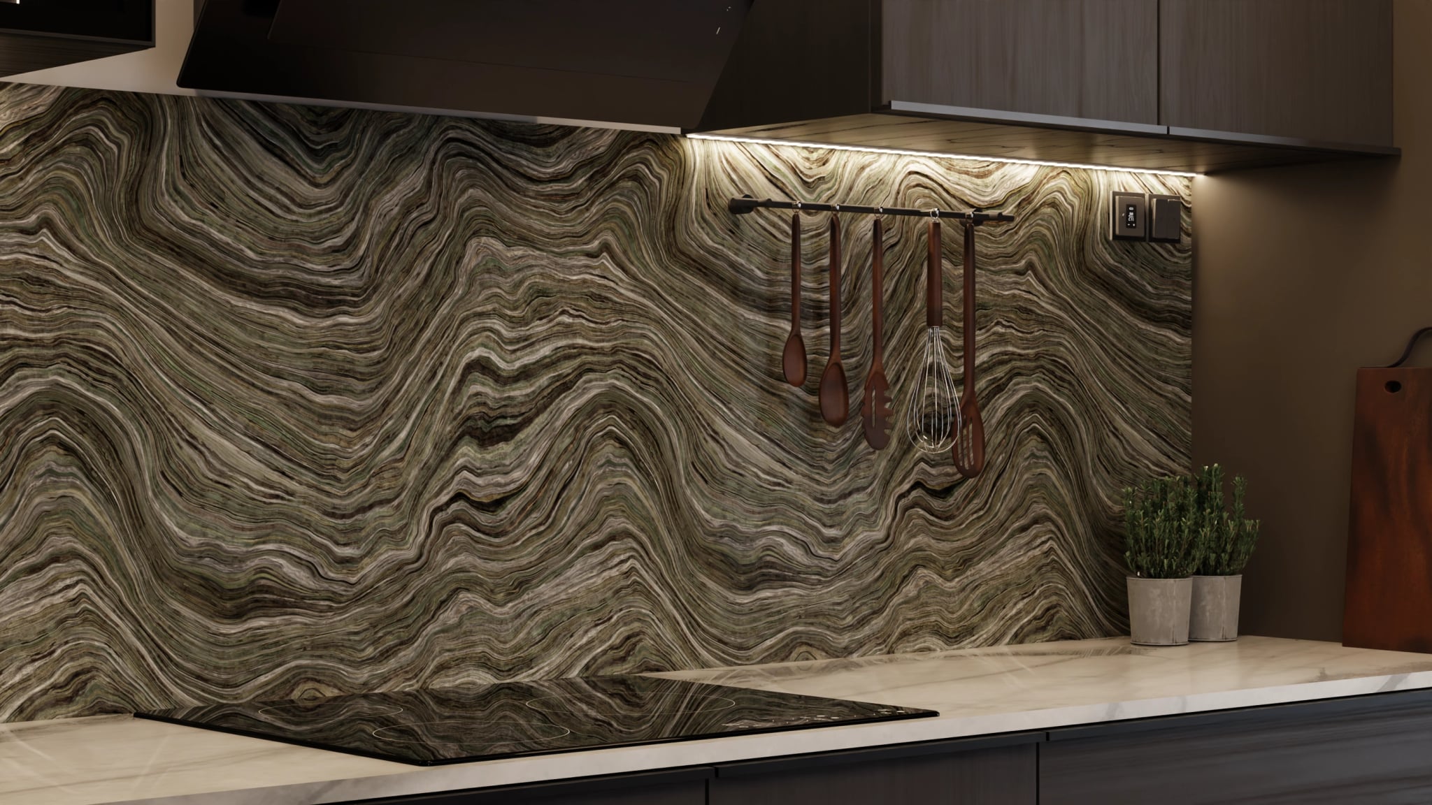 Küchenrückwand - Onyx Grau-Olivgrün – Bild 7
