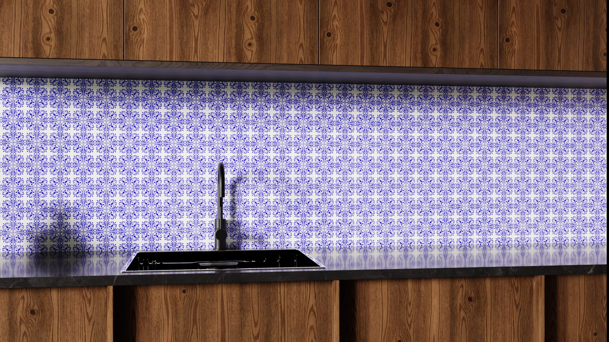 Küchenrückwand - Azulejo Kobalt Klein