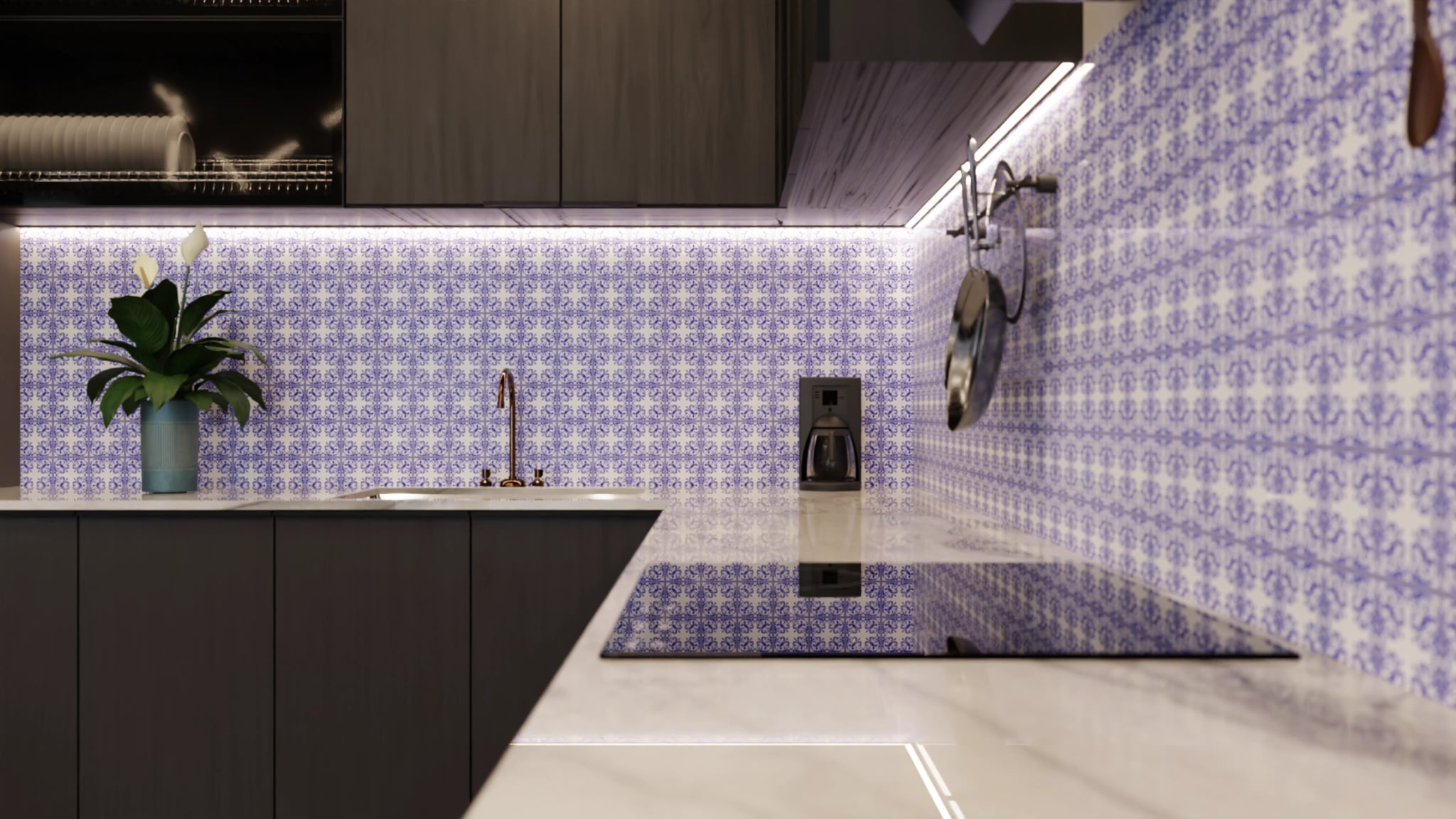 Küchenrückwand - Azulejo Kobalt Klein – Bild 6