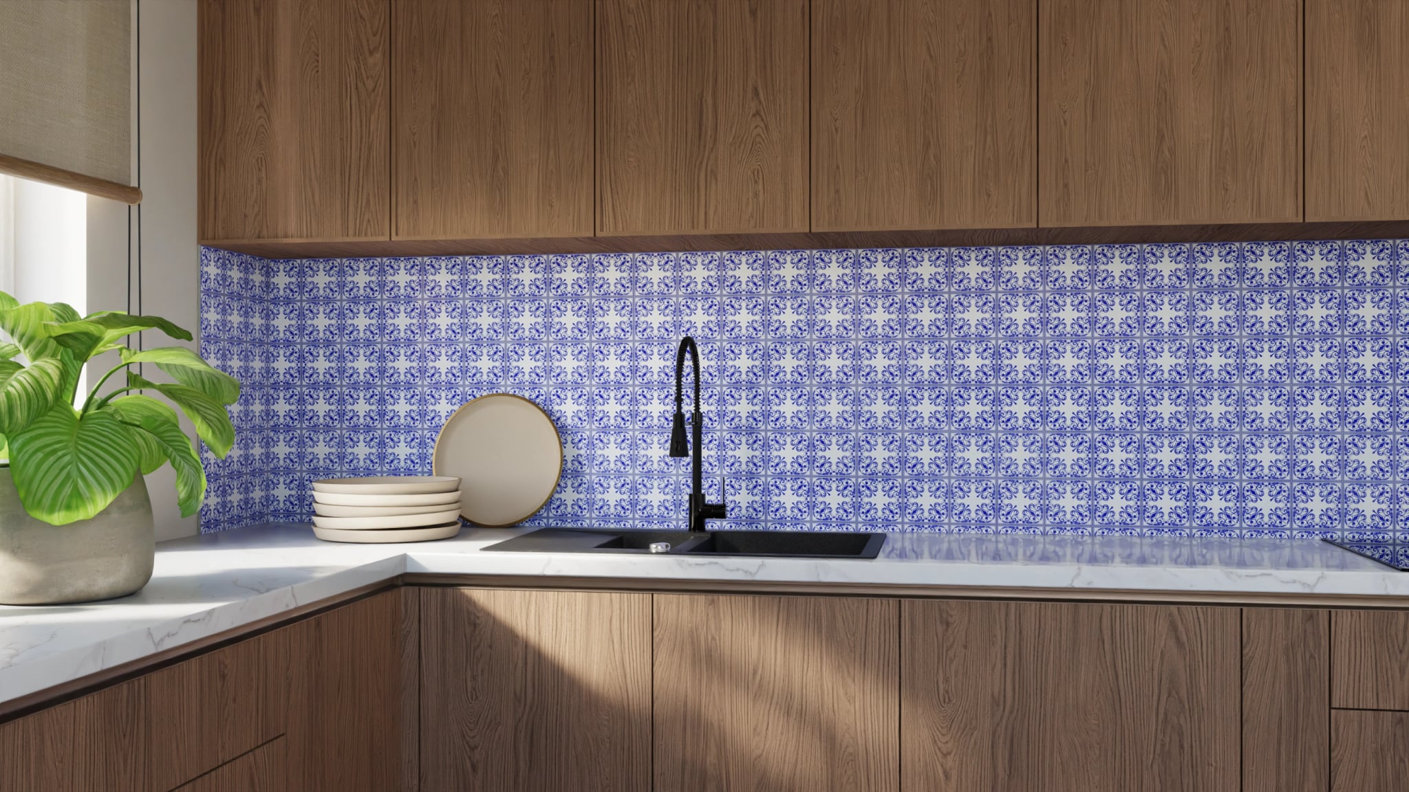 Küchenrückwand - Azulejo Kobalt Klein – Bild 9
