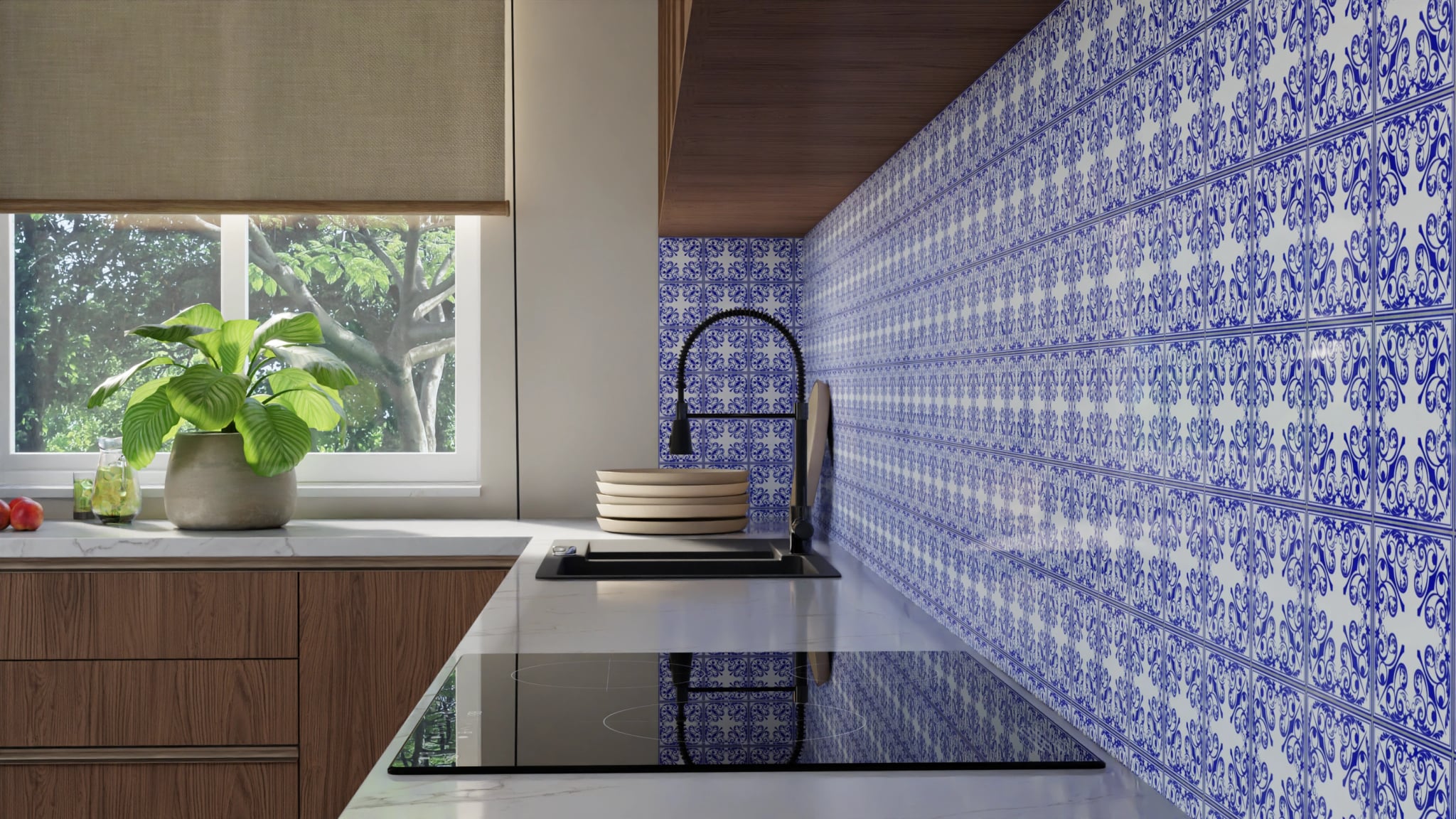 Küchenrückwand - Azulejo Kobalt Klein – Bild 10